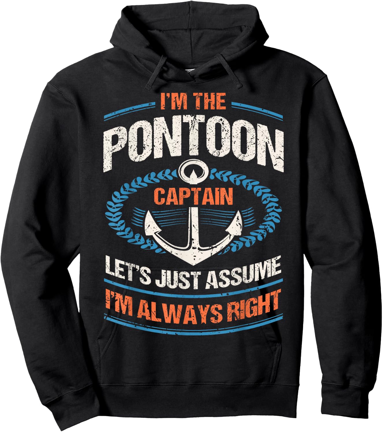 Retro Pontoon Boat Owner Gift - I'm The Pontoon Boat Captain Hoodie - Hoodie | Black