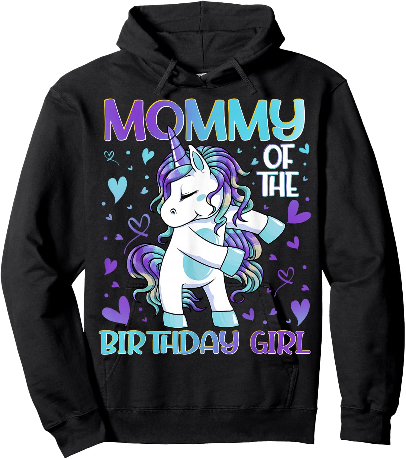 Mommy of the Birthday Girl Flossing Unicorn Mom Mommy Gifts Hoodie - Hoodie | Black