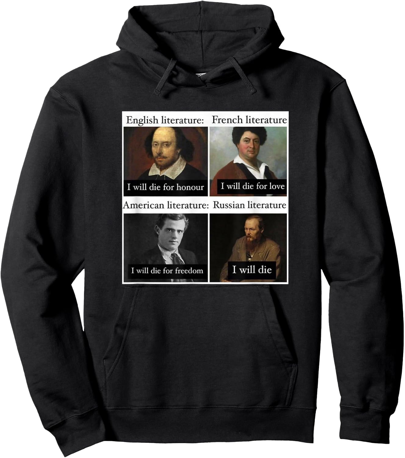 Funny Russian Literature Meme Joke English Teacher Student Hoodie - Hoodie | Black