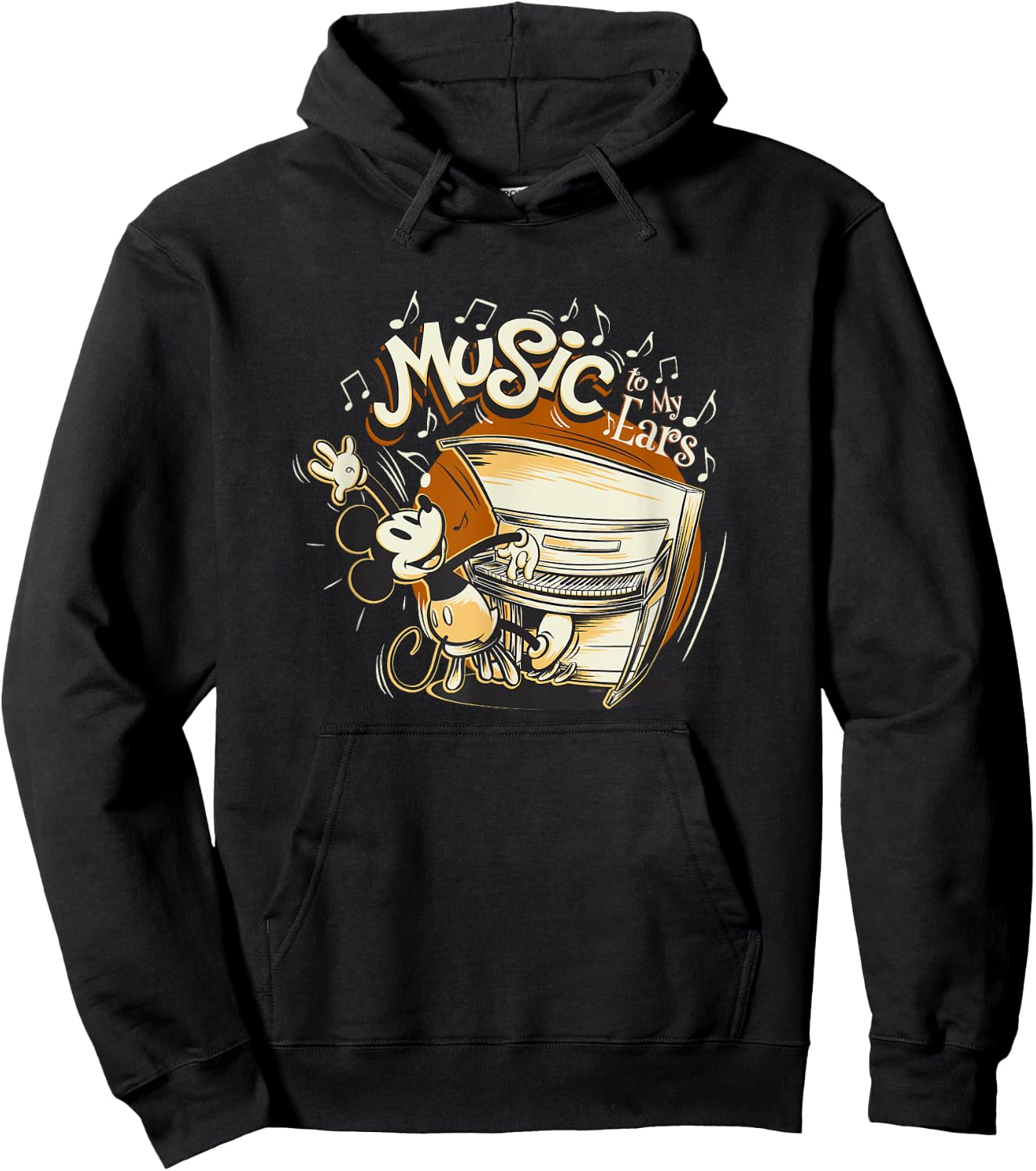 Disney Mickey Mouse Vintage Music To My Ears Hoodie - Hoodie | Black