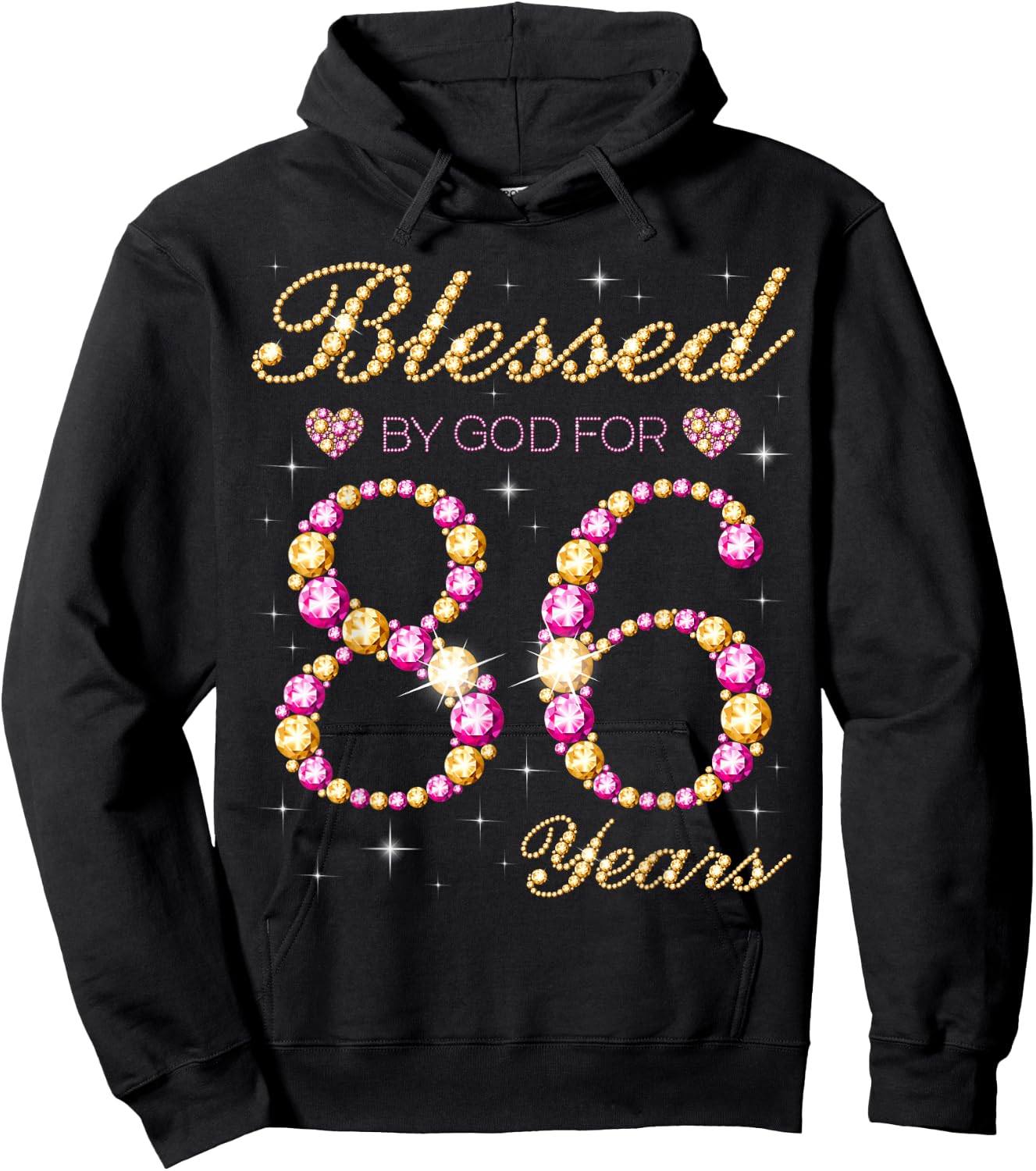 Blessed By God For 86 Years Old Birthday Party Hoodie - Hoodie | Black