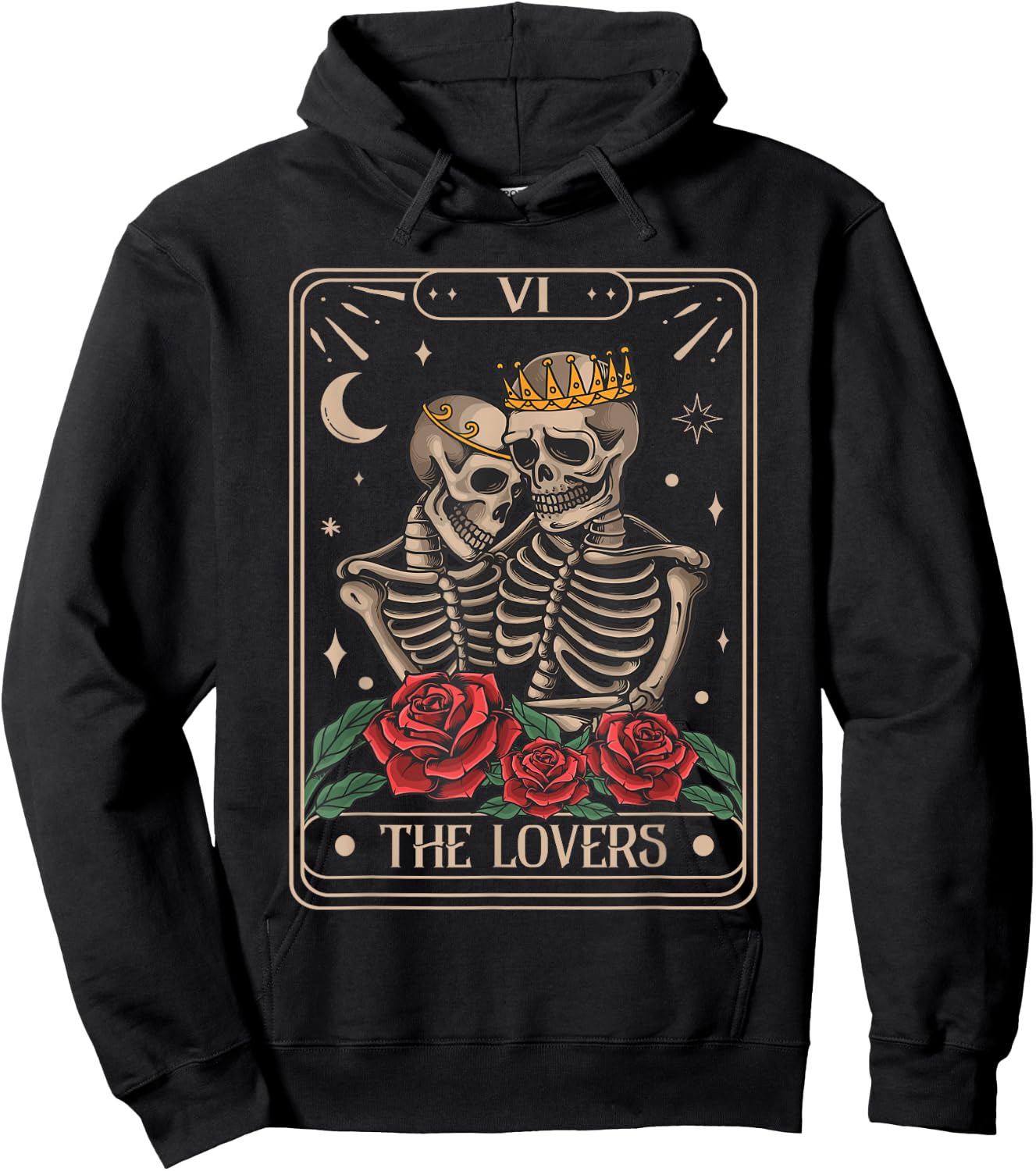 The Lovers Tarot Card Vintage The Lovers Tarot Hoodie - Hoodie | Black