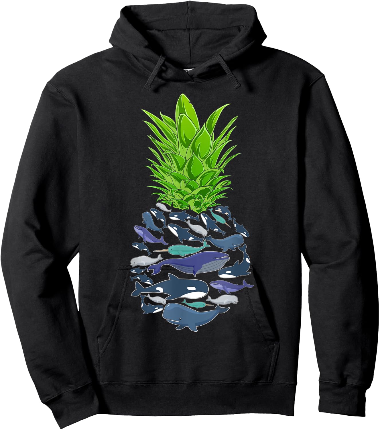 Hawaii Pineapple Whales Hoodie - Hoodie | Black