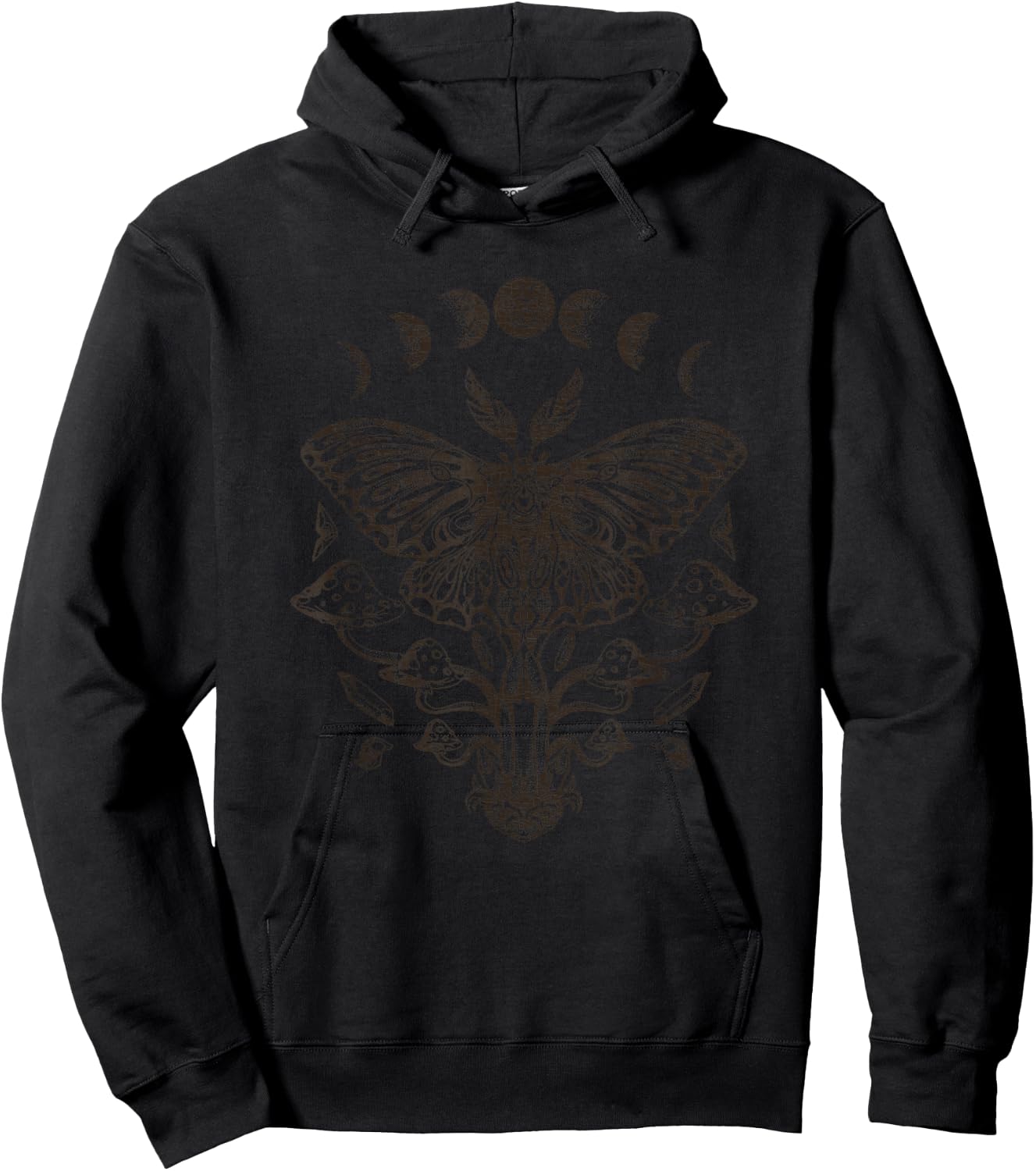 Fairy Grunge Fairycore Aesthetic Goth Luna Moth Mushroom Hoodie - Hoodie | Black
