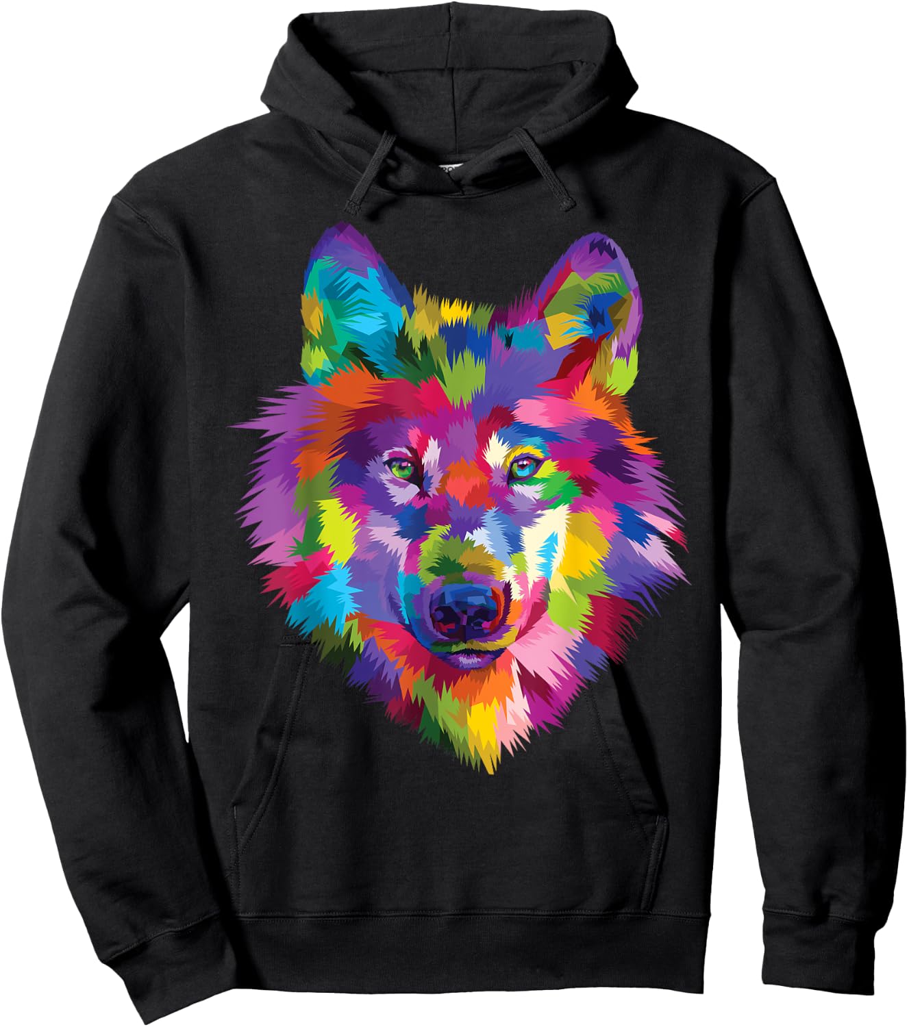 Wild Rainbow Wolf Vibrant Wilderness Canine Alpha Dog Hoodie - Hoodie | Black