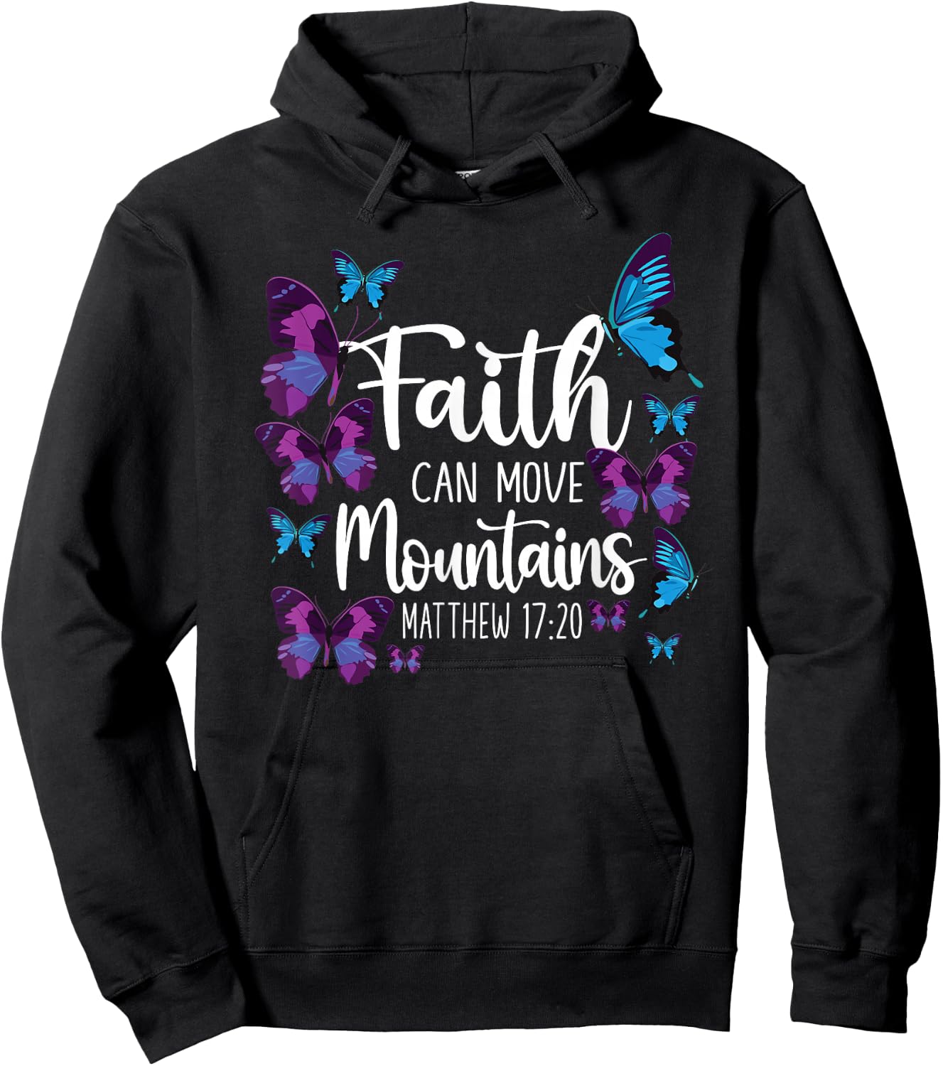 Christian Bible Verse Quote Butterfly Matthew 17:20 Hoodie - Hoodie | Black