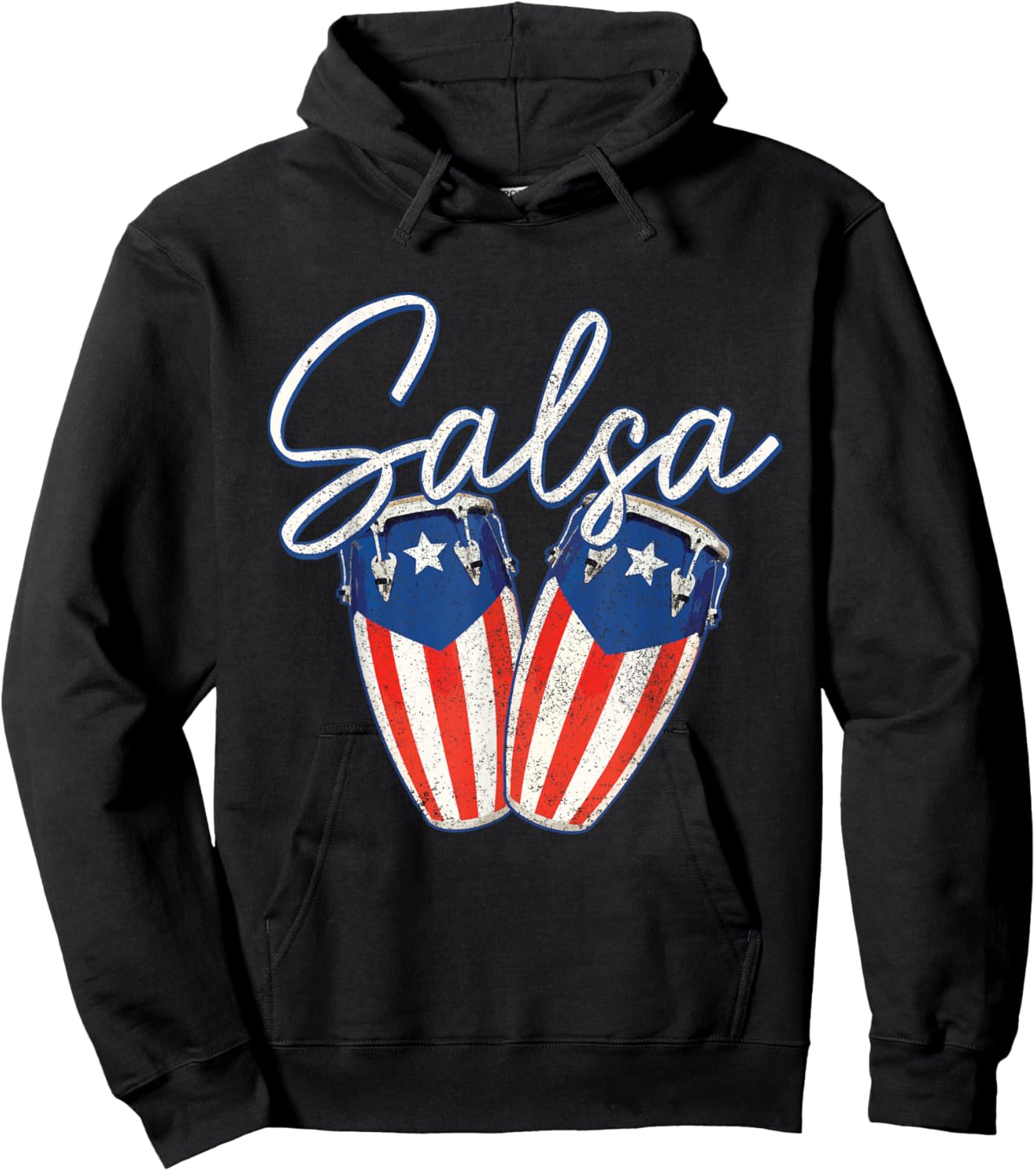 Puerto Rico Salsa Music Dancing Puerto Rican Flag Hoodie - Hoodie | Black