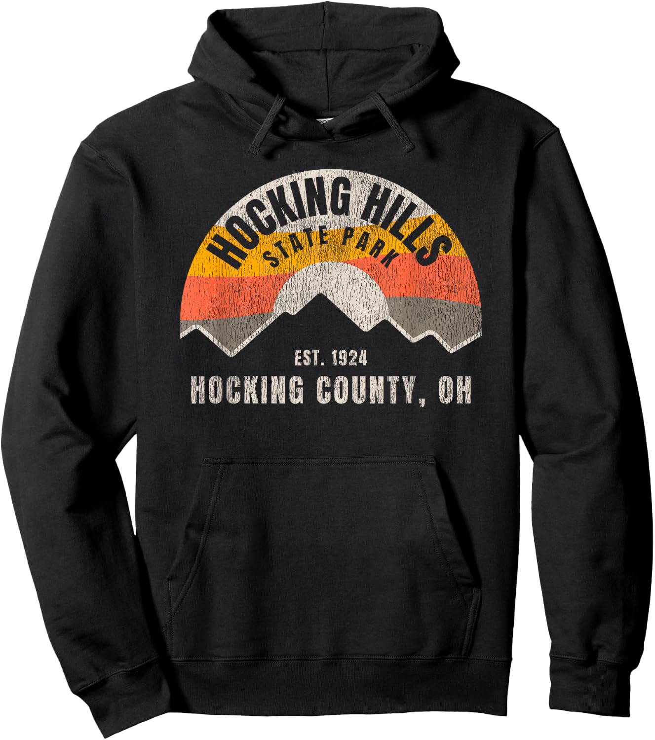 Retro Hocking Hills State Park Souvenir Hoodie - Hoodie | Black