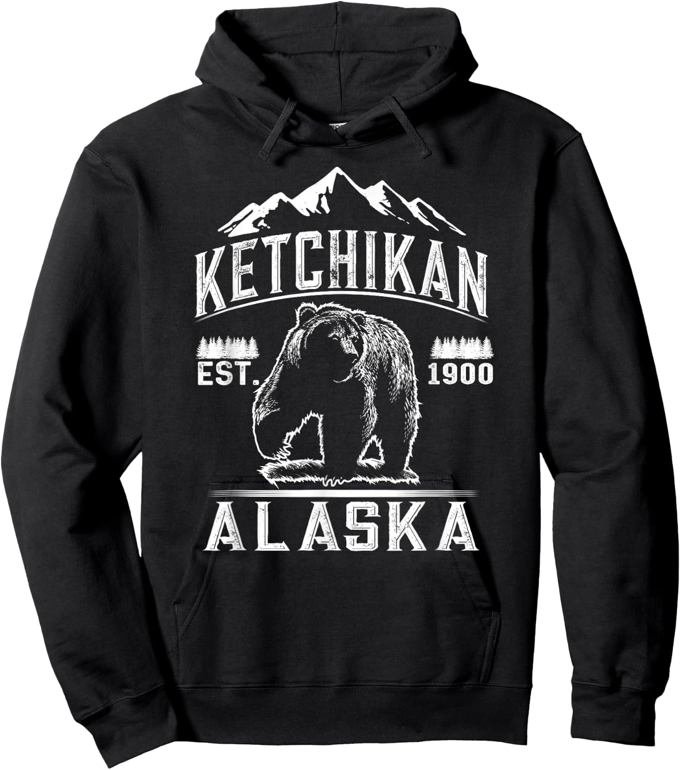 Bear Ketchikan Alaska T Shirt - Vintage Ketchikan AK Shirt Hoodie - Hoodie | Black