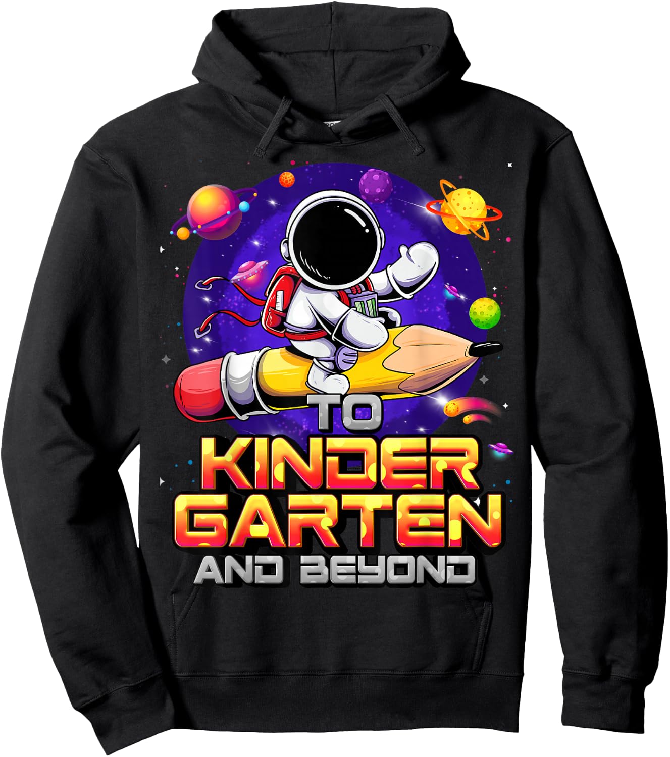 To Kindergarten And Beyond Astronaut Back To School Boys Hoodie - Hoodie | Black