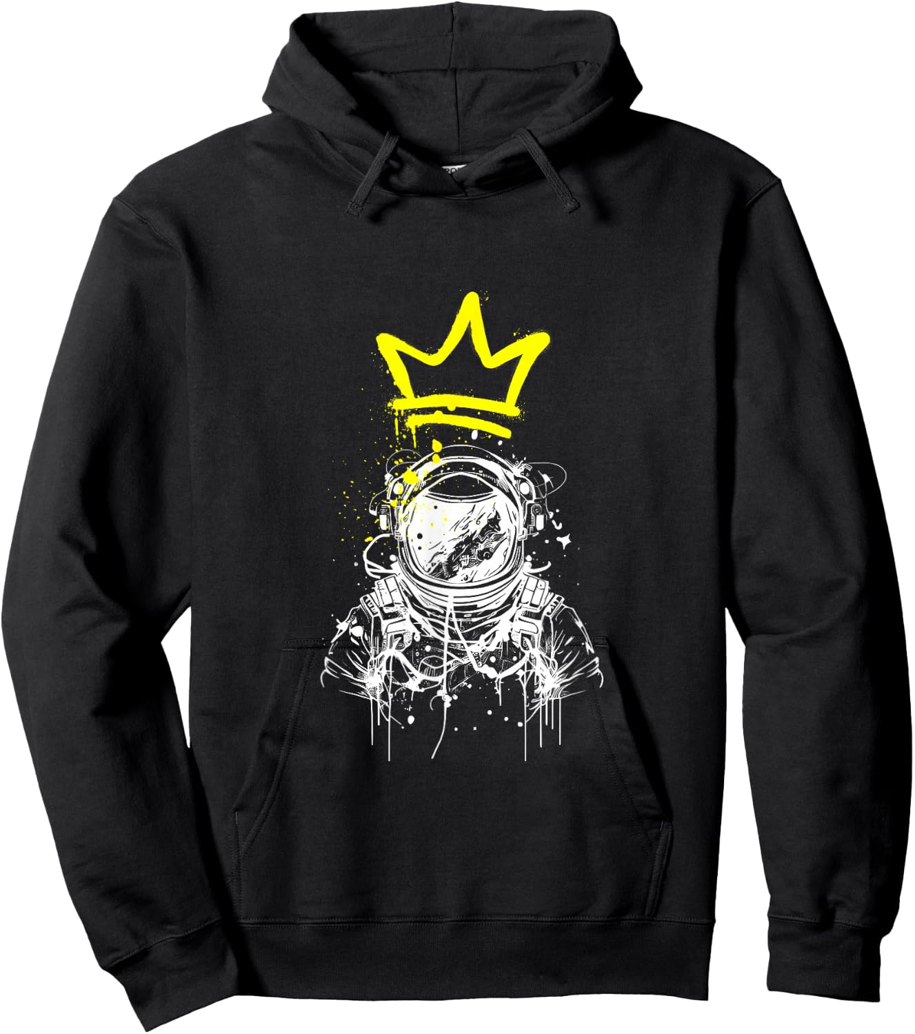 Graffiti Astronaut Crown Street Art Style Trendy Sci-Fi Hoodie - Hoodie | Black