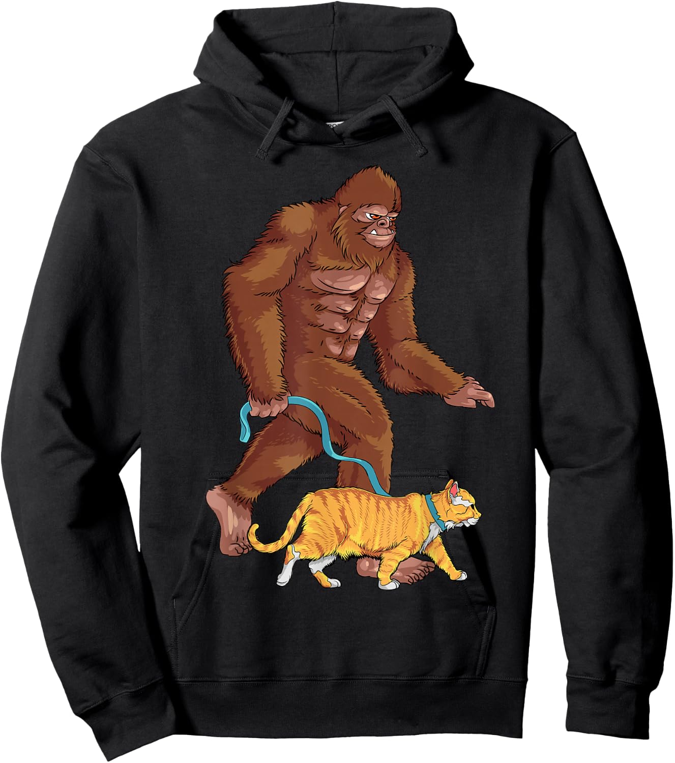 Bigfoot Walk Orange Cat Mom Sasquatch Kitten & Animal Lovers Hoodie - Hoodie | Black