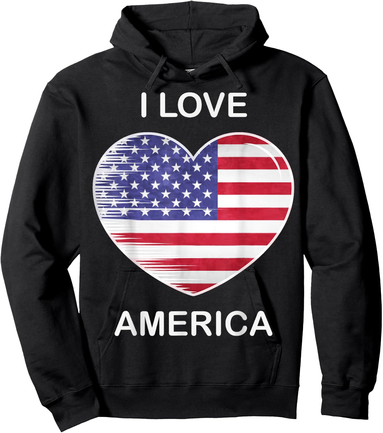 I Love America, My Home, My Country, Heart USA Hoodie - Hoodie | Black
