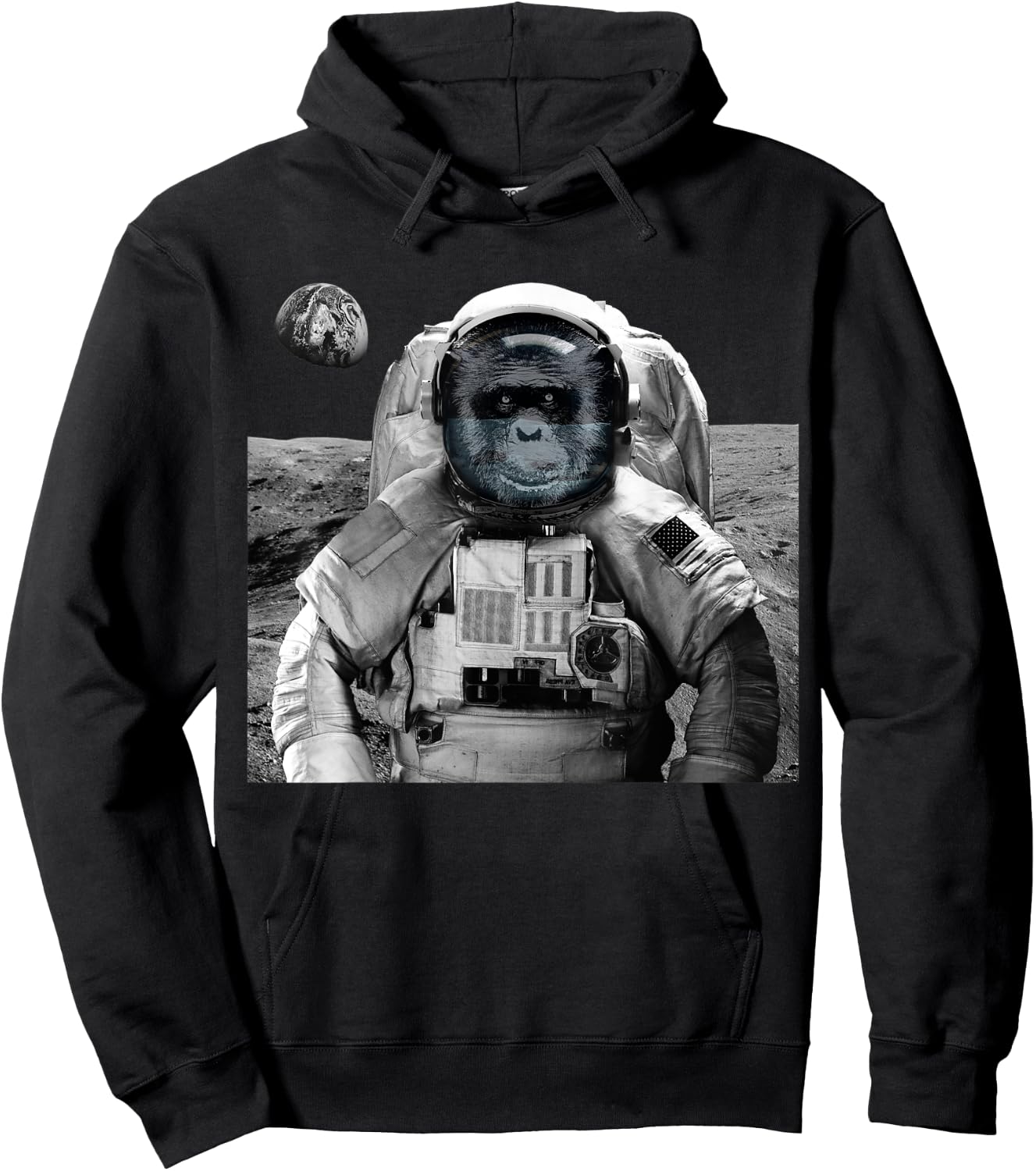 Monkey Astronaut Ape Space Travel Chimpanzee Astronaut Hoodie - Hoodie | Black