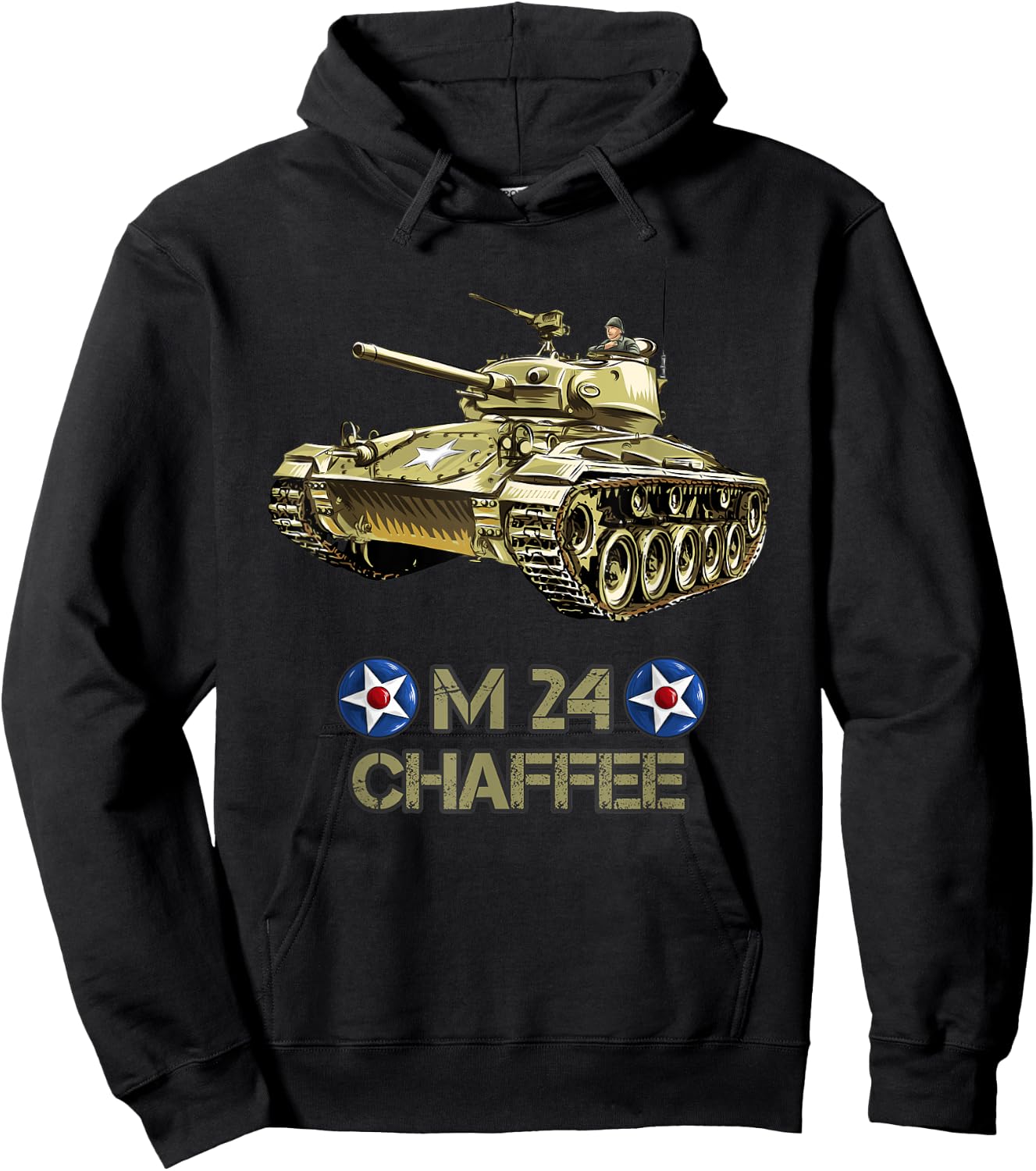 World War 2 American Tank M24 Chaffee Light Tank Hoodie - Hoodie | Black
