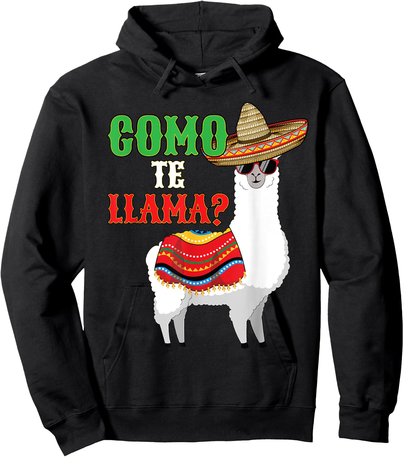 Llama Shirt Funny Como te Llama Cinco de Mayo Hoodie - Hoodie | Black