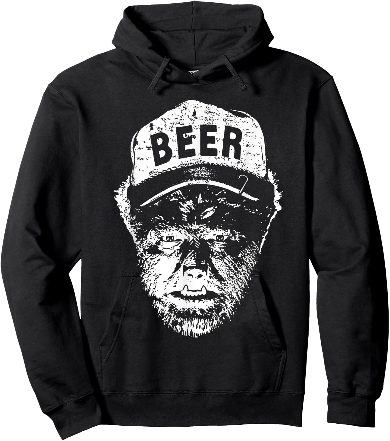Vintage Wolfman Retro Horror Monster Werewolf Drinking Beer Hoodie - Hoodie | Black