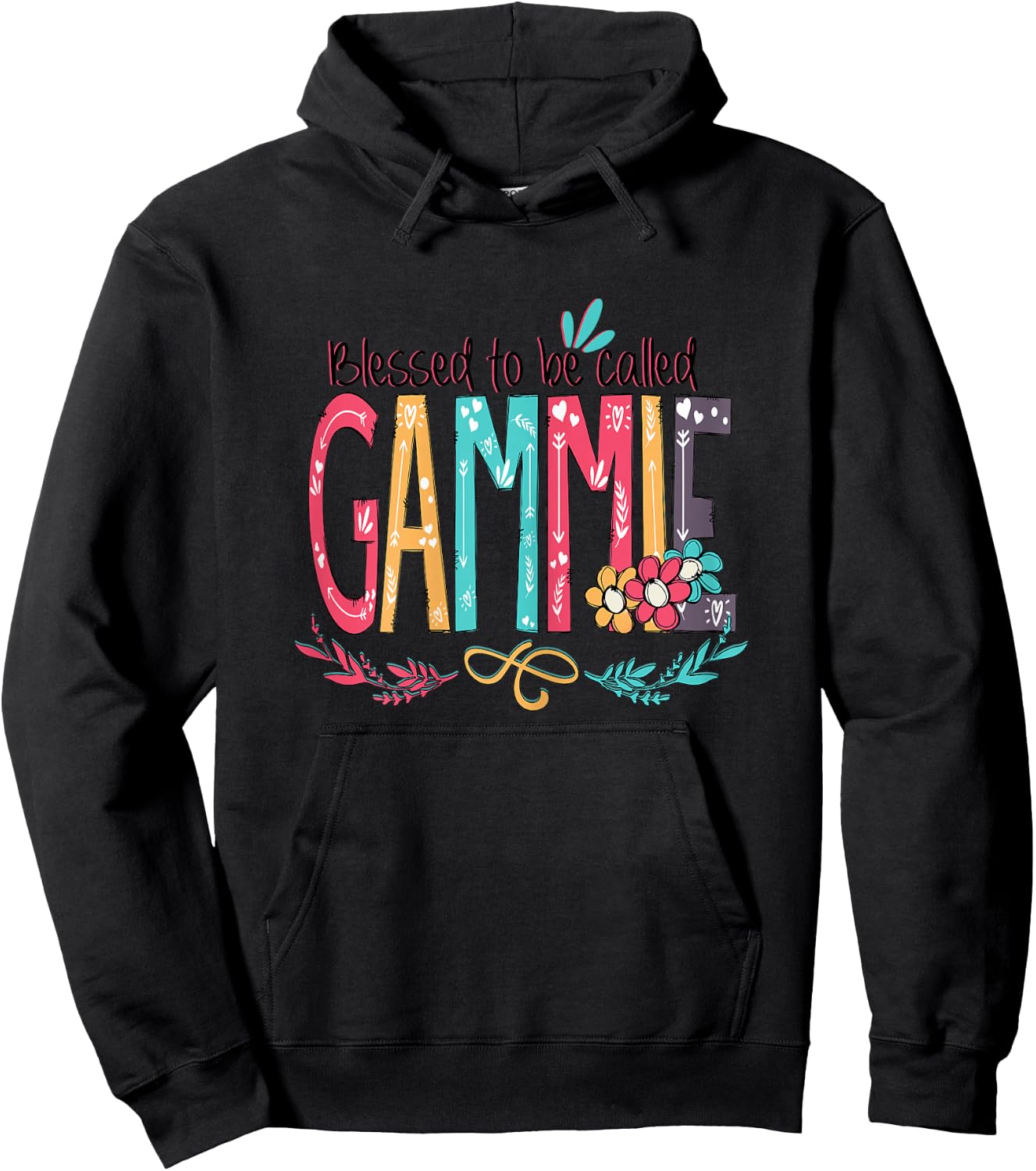 Blessed to be called Gammie Colorful Grandma Christmas Women Hoodie - Hoodie | Black