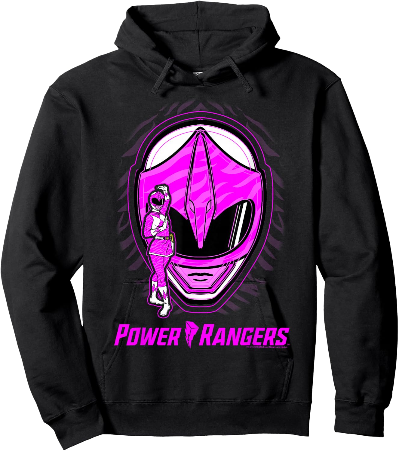 Power Rangers Pink Ranger Icon Fill Helmet Silhouette Hoodie - Hoodie | Black