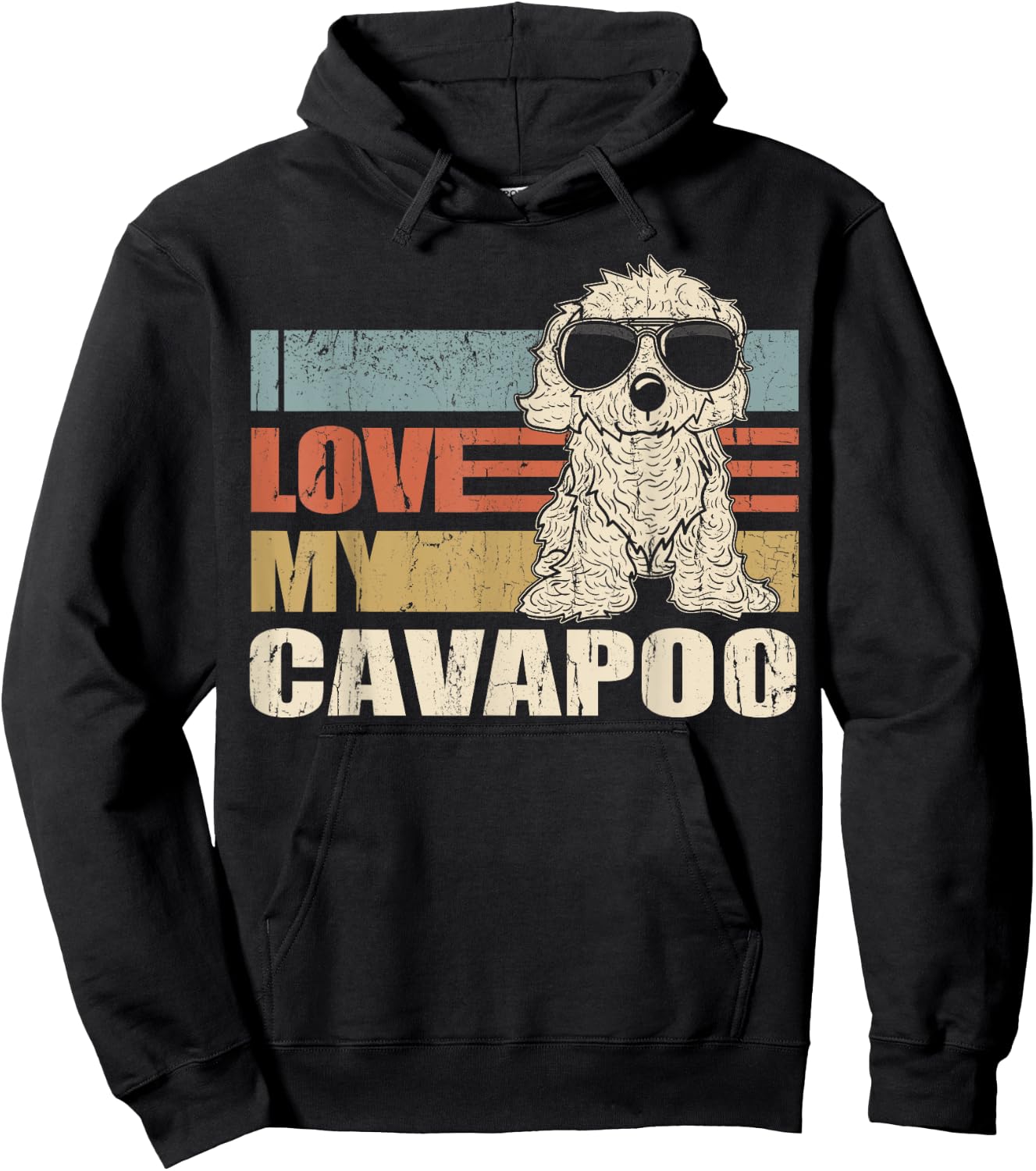 I Love My Cavapoo Cool Dog Vintage Retro Women Girls Kids Hoodie - Hoodie | Black