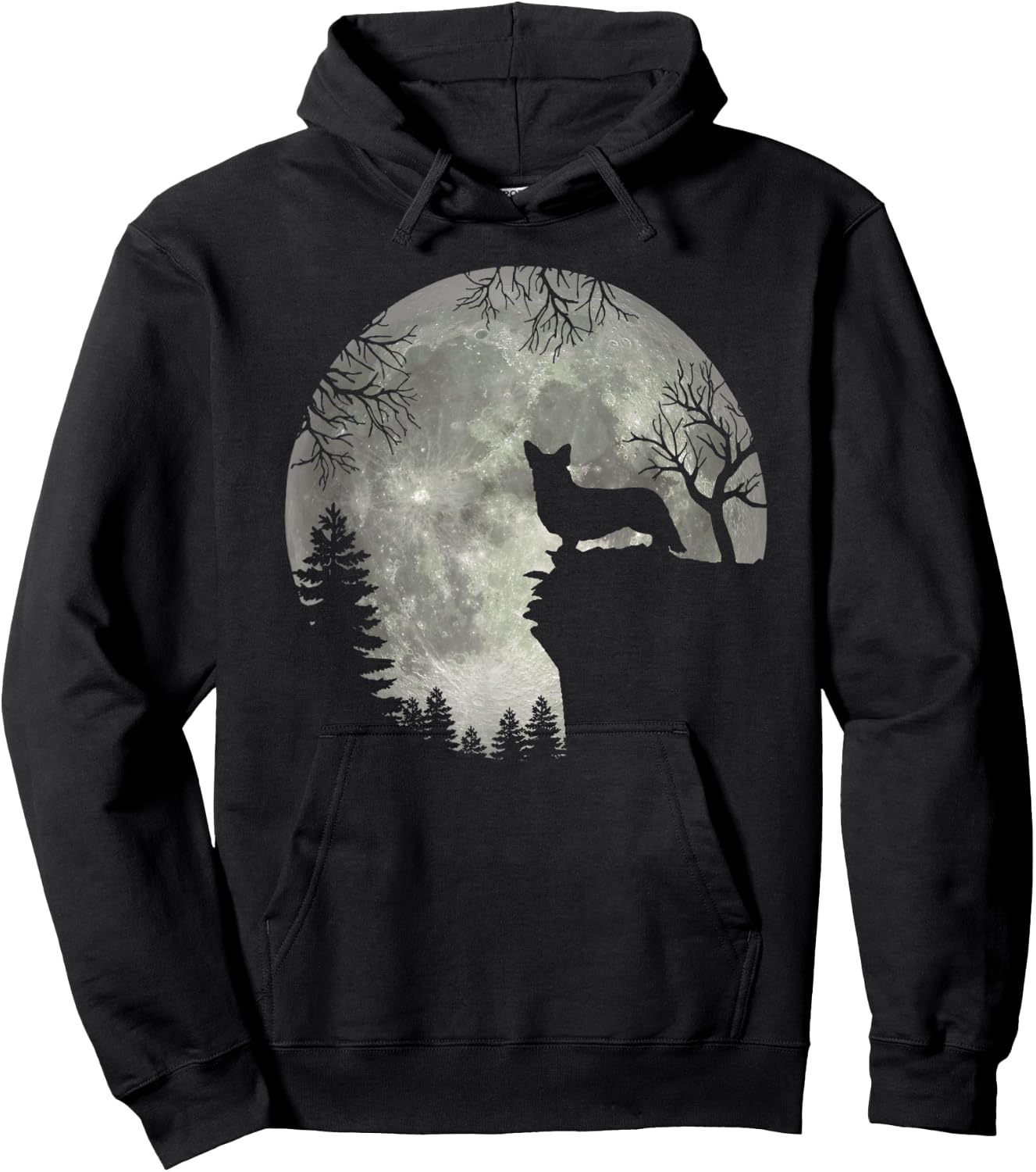 Cardigan Welsh Corgi And Moon Halloween Hoodie - Hoodie | Black