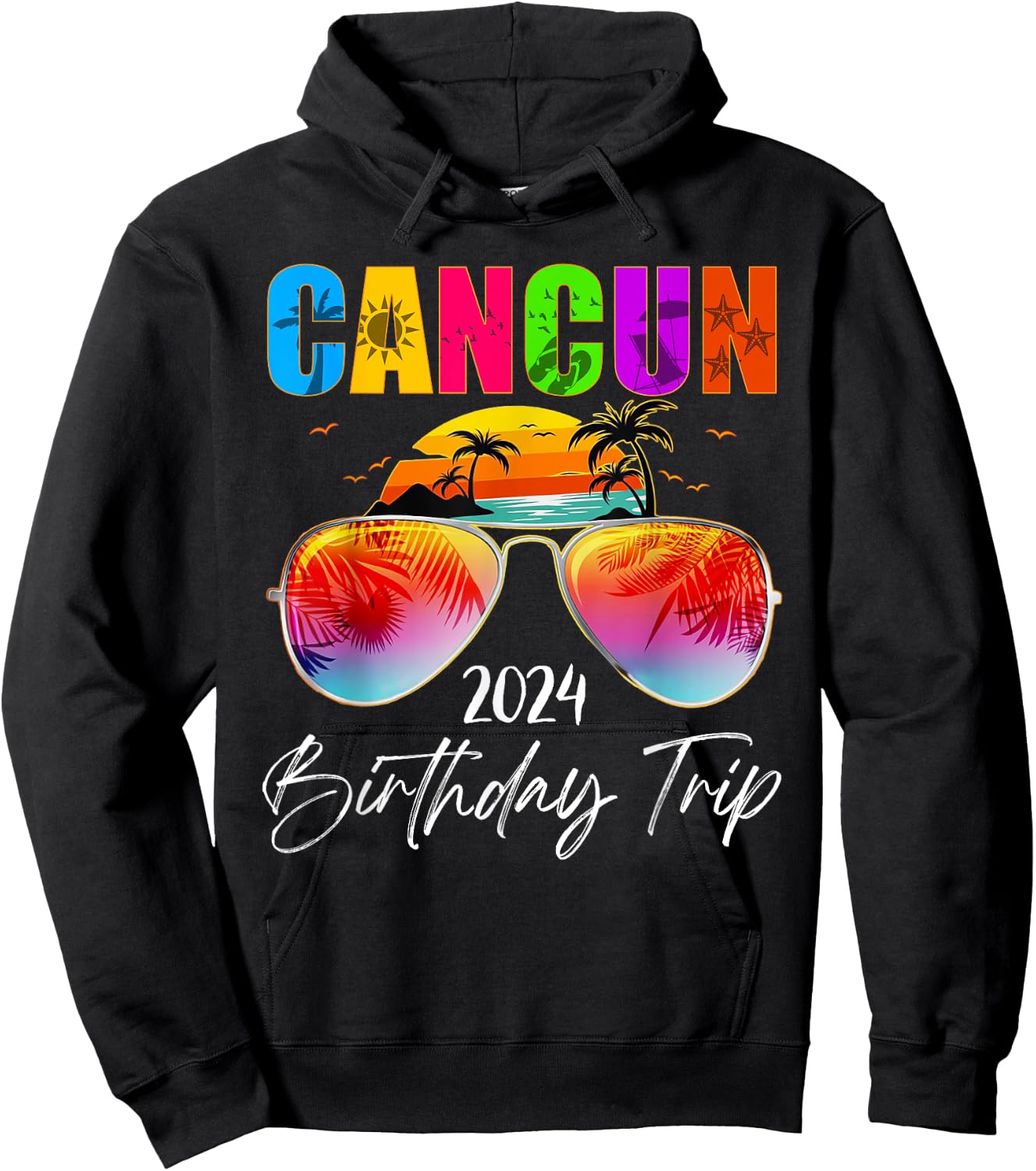 Birthday Trip Cancun Mexico 2024 Summer Vacation Matching Men Women Kids Hoodie - Hoodie | Black