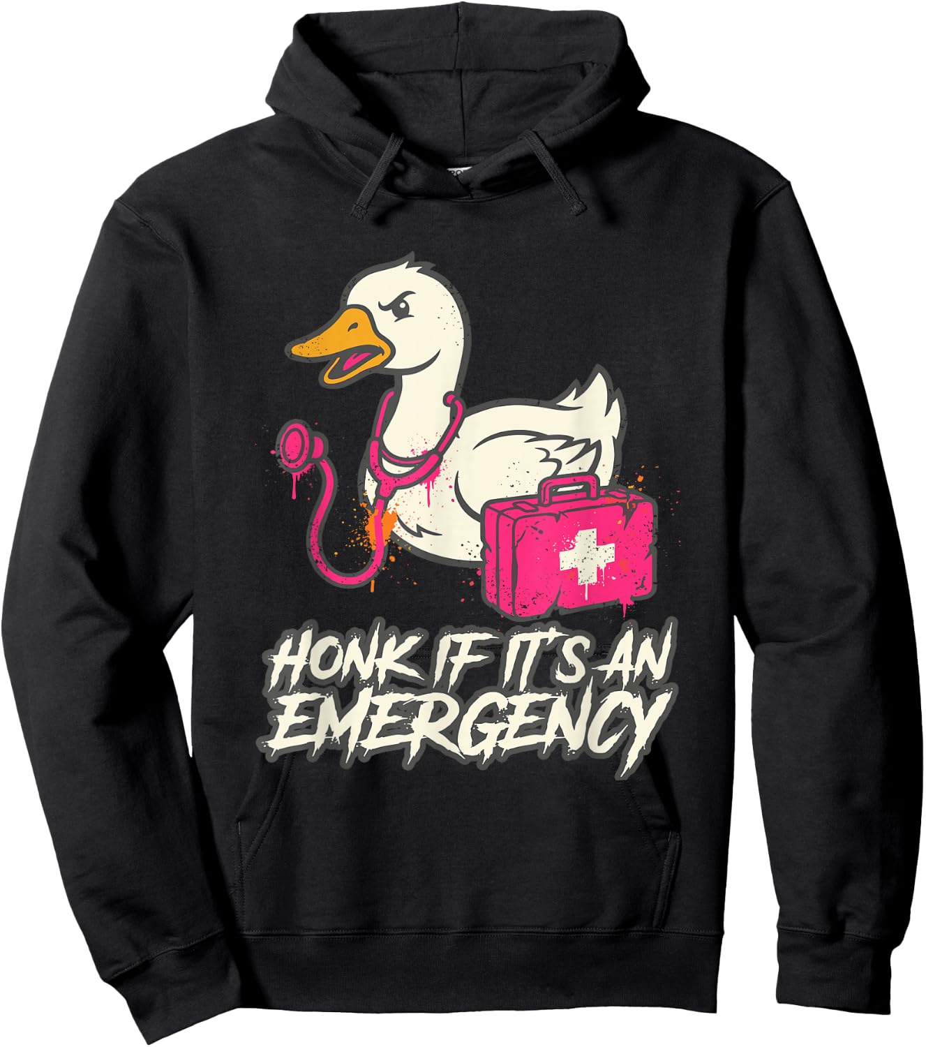 Funny Honk If Its an Emergency Duck Nurse Hoodie - Hoodie | Black