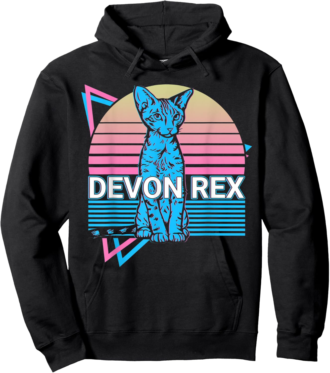 Devon Rex Cat Retro Hoodie - Hoodie | Black