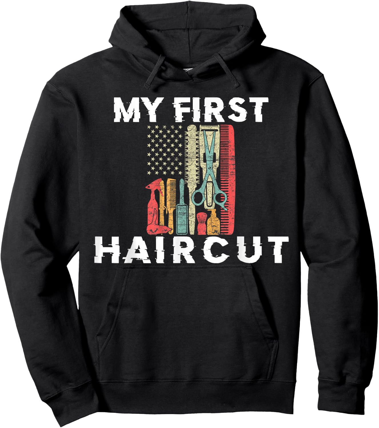 This Is My First Haircut Barber Barbershop Kids Boys Hair Hoodie - Hoodie | Black