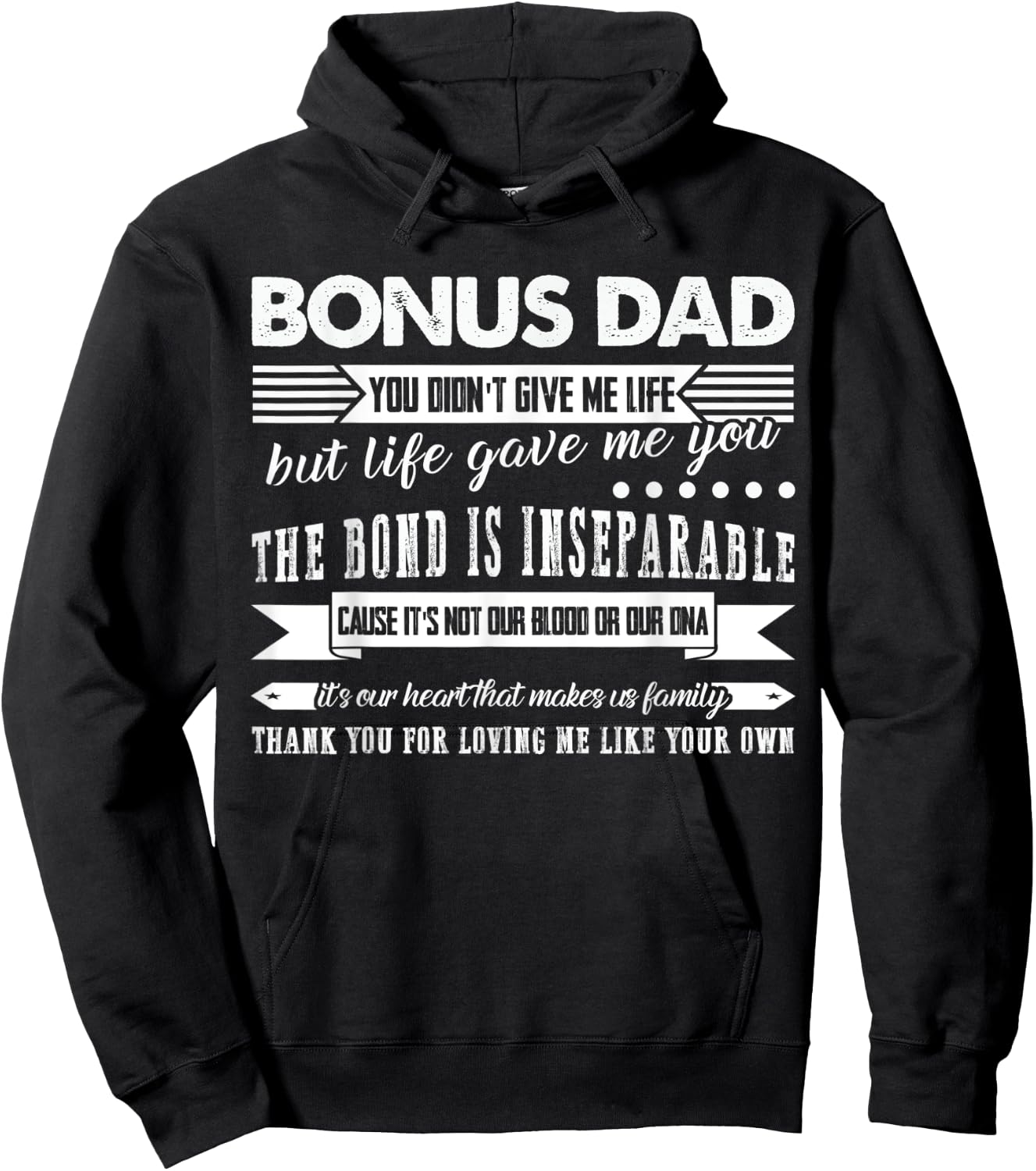 Bonus Dad Thank you for loving me Bonus Dad Hoodie - Hoodie | Black