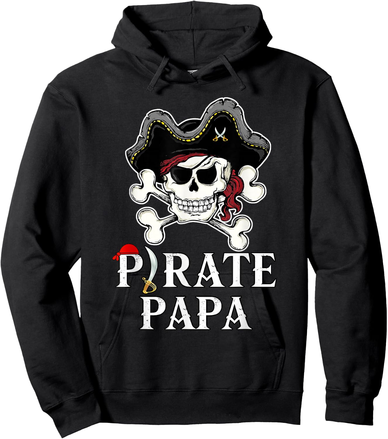 Pirate Papa Costume Jolly Roger Crossbones Funny Pirate Dad Hoodie - Hoodie | Black
