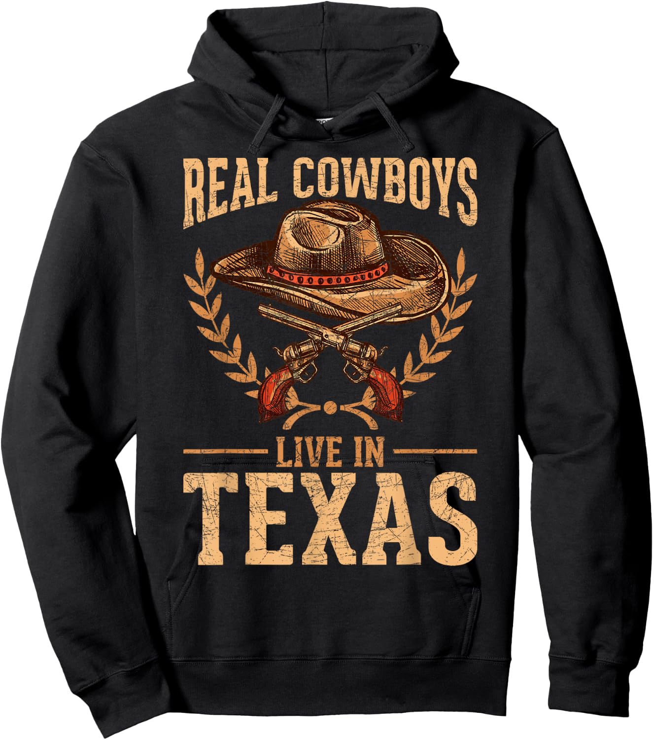 US State Texas Flag Patriotic Texan Cowboy Hat USA Texas Hoodie - Hoodie | Black