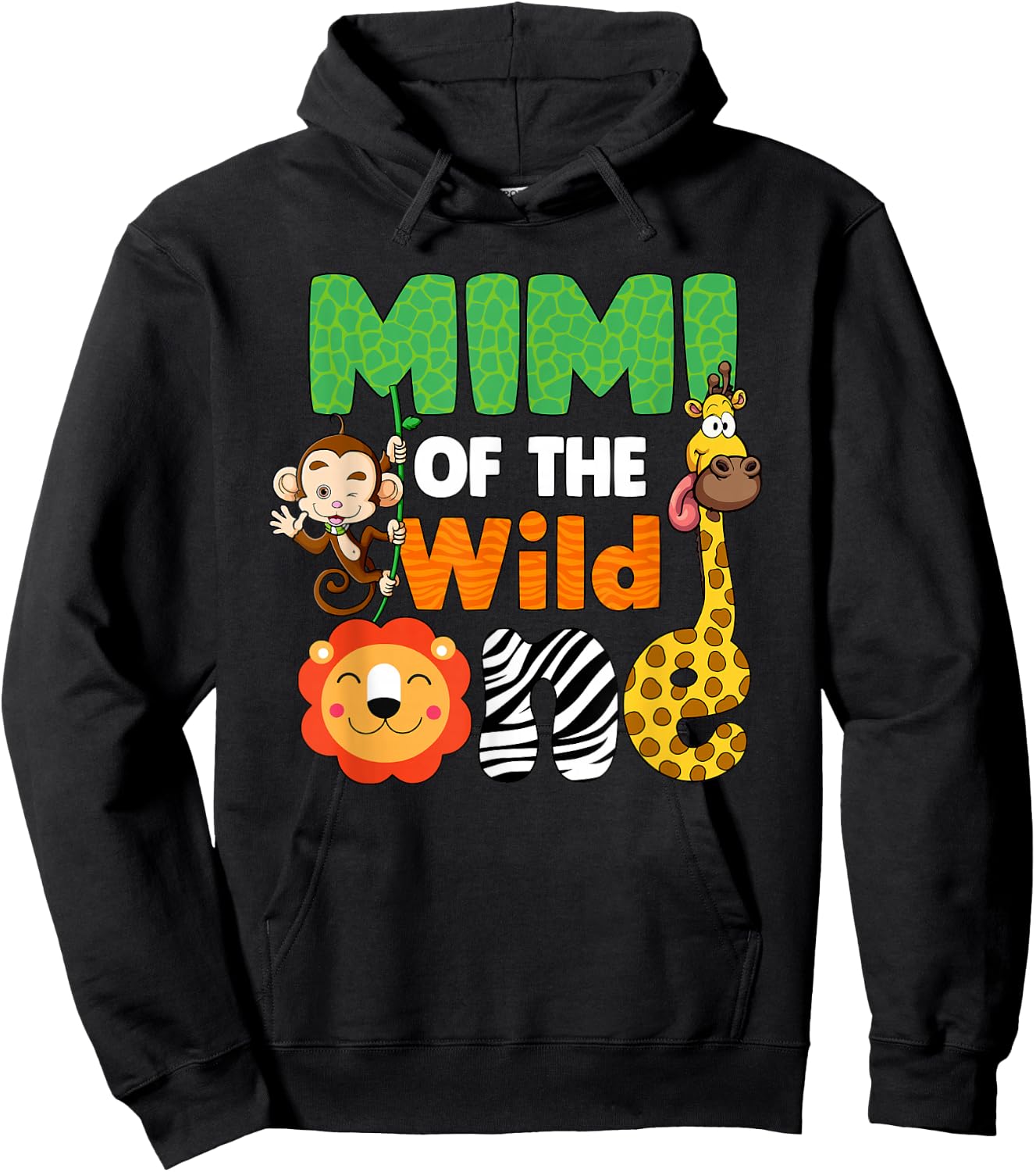 Mimi Of The Wild One Zoo Animal Safari Jungle 1st Bithday Hoodie - Hoodie | Black