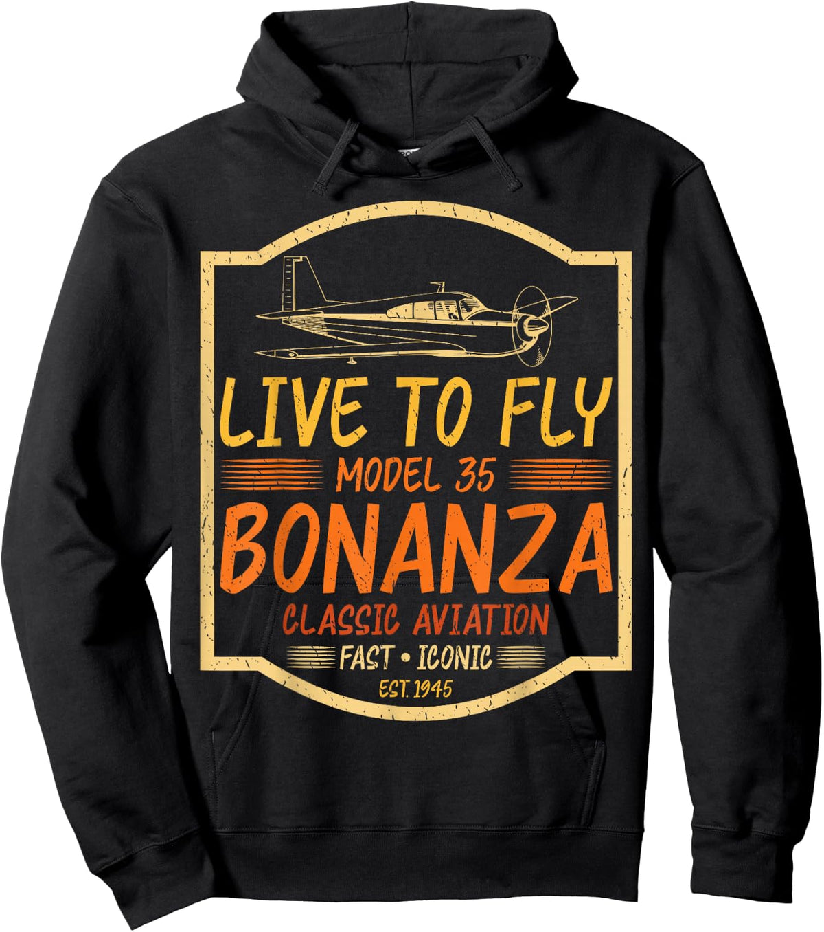 Vintage Airplane Shirt Airplane Bonanza Live To Fly Model Hoodie - Hoodie | Black