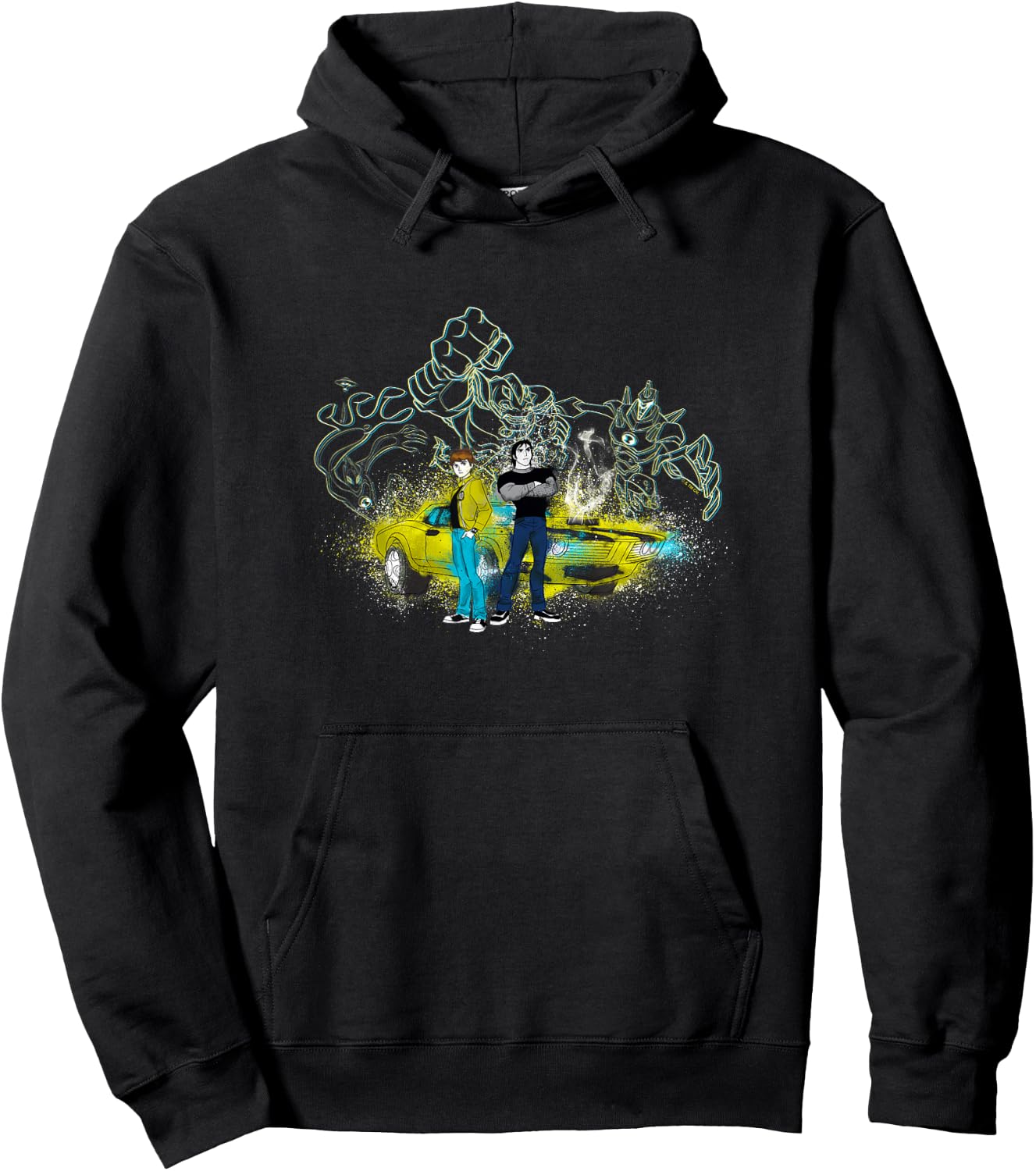 Ben 10: Alien Force Ben & Kevin Spray Painted Car Retro Shot Hoodie - Hoodie | Black