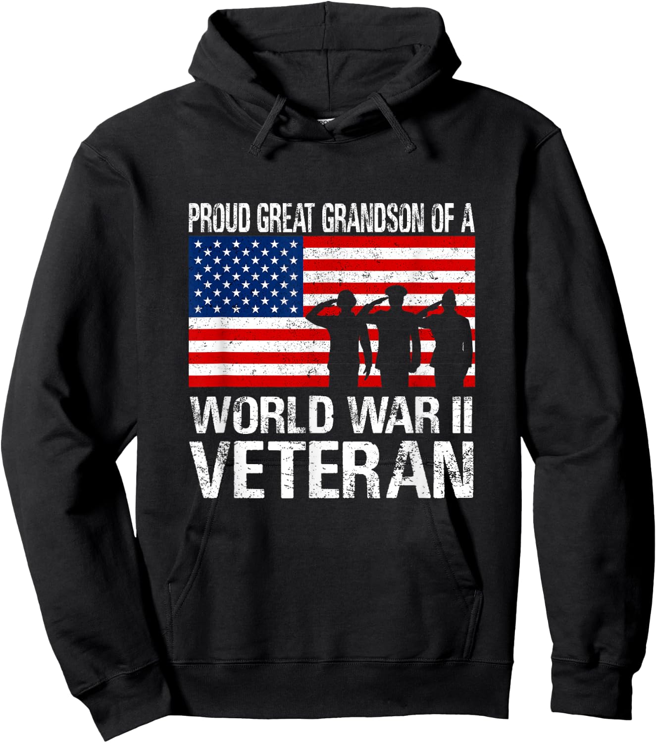 Proud Great Grandson of a WW II Veteran Family Matching Vet Hoodie - Hoodie | Black