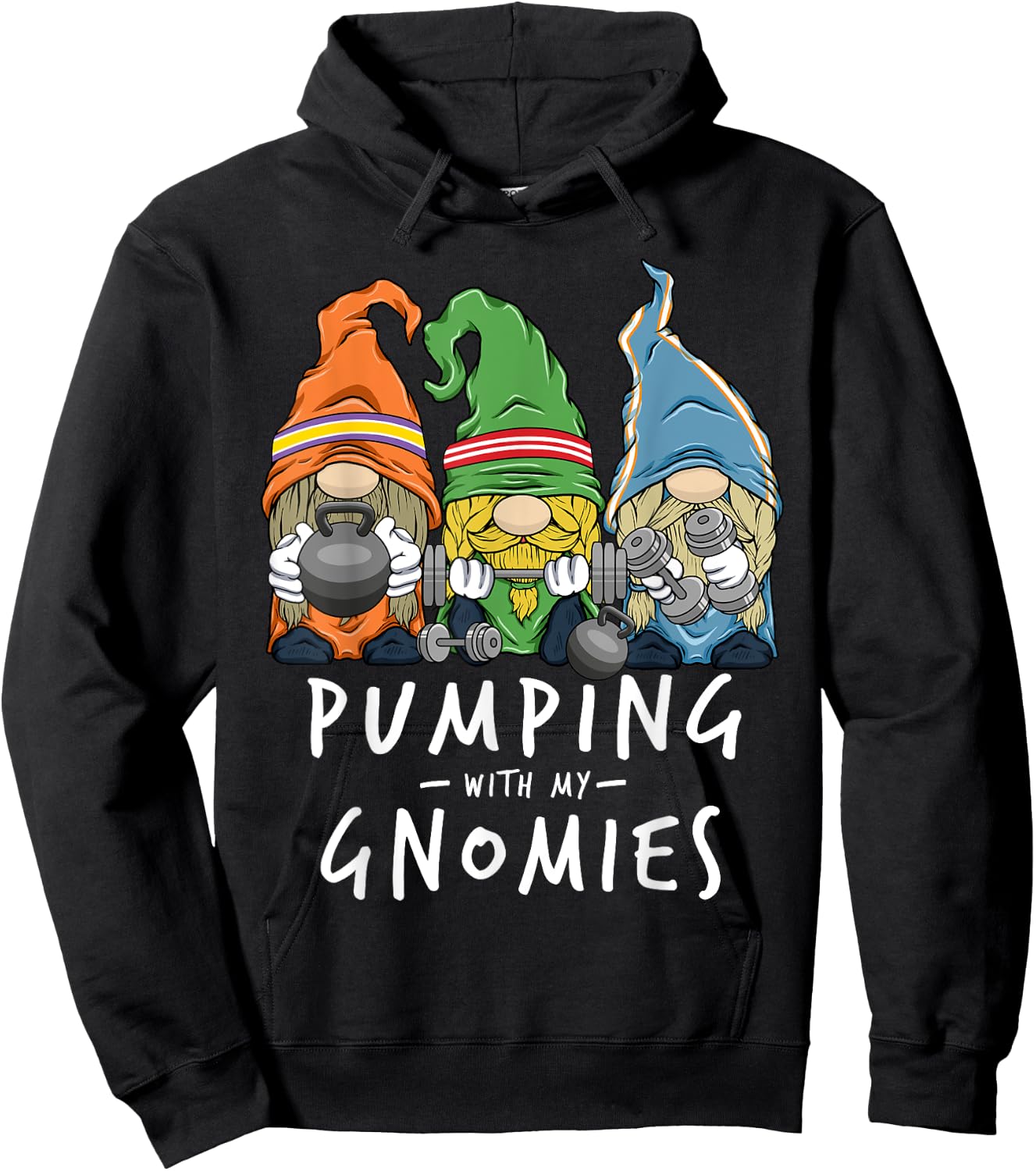 Gym Gnomes Pumping with My Gnomies Workout Fitness Men Women Hoodie - Hoodie | Black