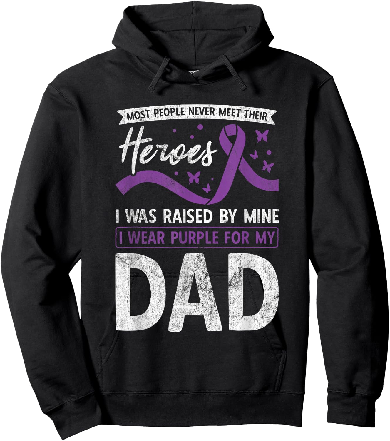 I Wear Purple For My Dad Heroes Pancreatic Cancer Awareness Hoodie - Hoodie | Black
