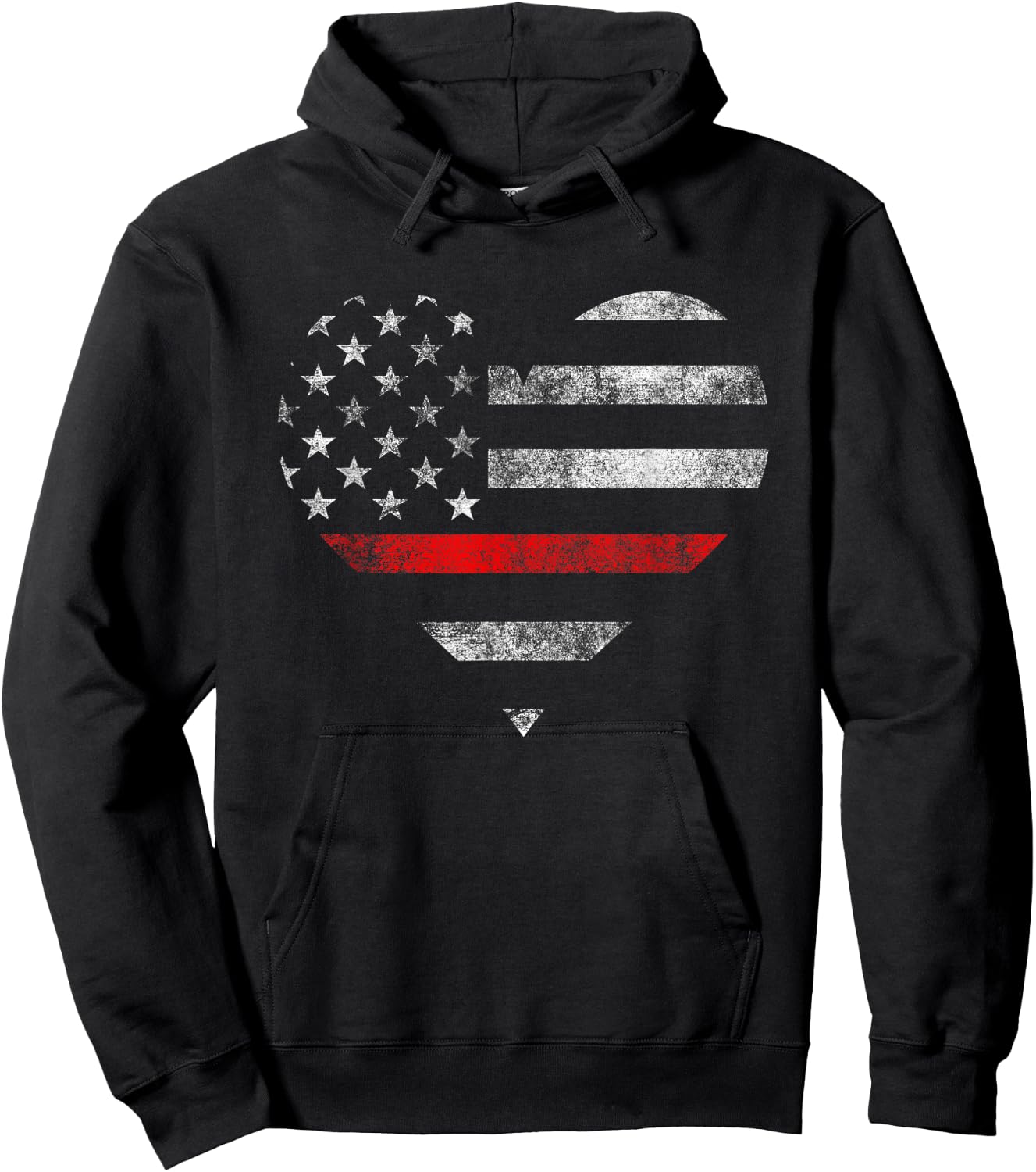 Firefighter Wife Heart Flag The Thin Red Line Family Hoodie - Hoodie | Black