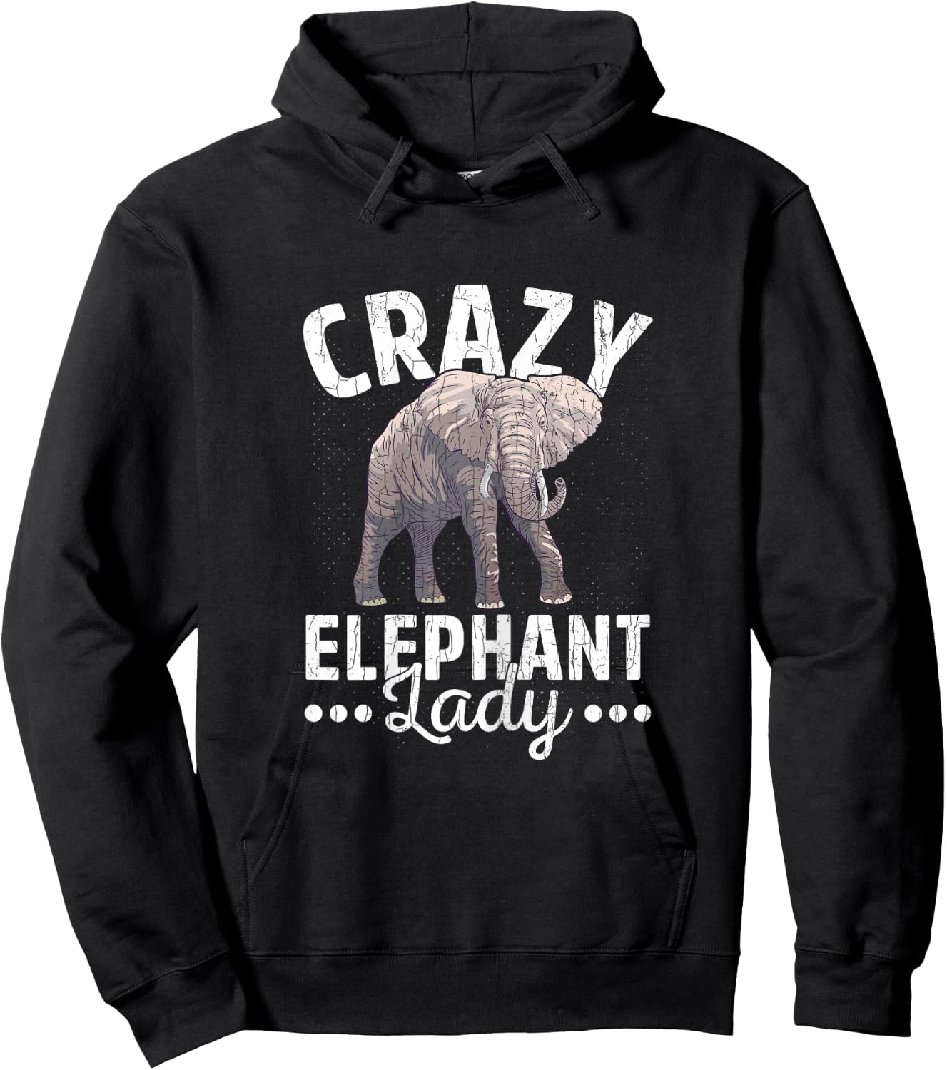 Crazy Elephant Lady Funny Elephants Lover Graphic Hoodie - Hoodie | Black