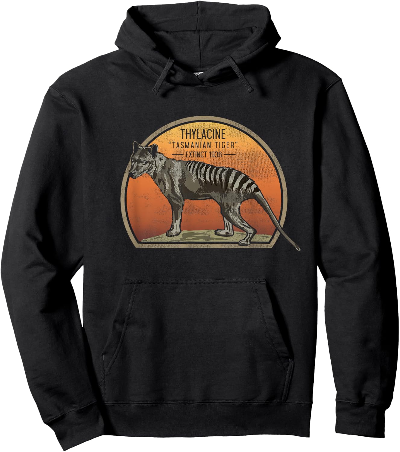 Tasmanian Tiger Tylacine Wolf Australian Extinct Art Picture Hoodie - Hoodie | Black