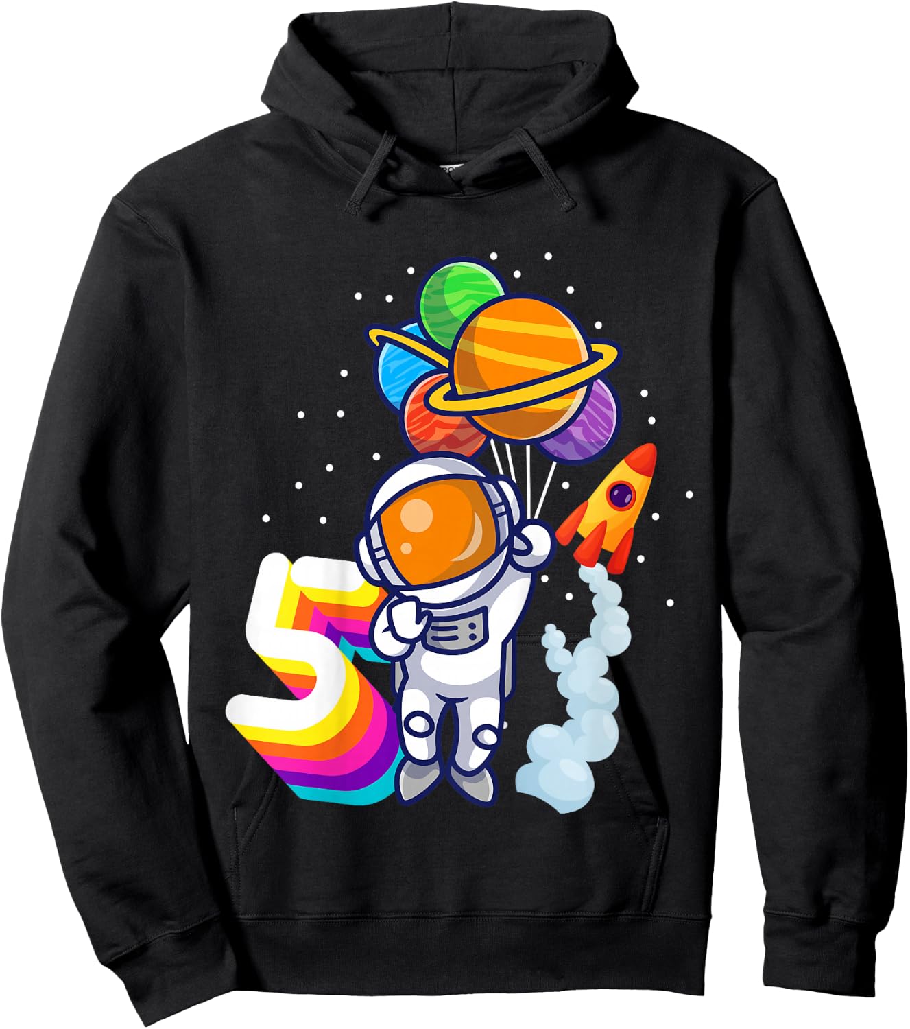 5th Birthday Boy Astronaut 5 Years Space Travel Space Hoodie - Hoodie | Black