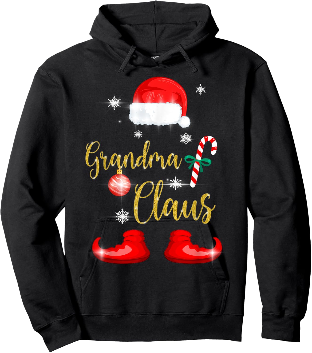 Grandma Santa Claus Funny Family Christmas Pjs for Granny Hoodie - Hoodie | Black