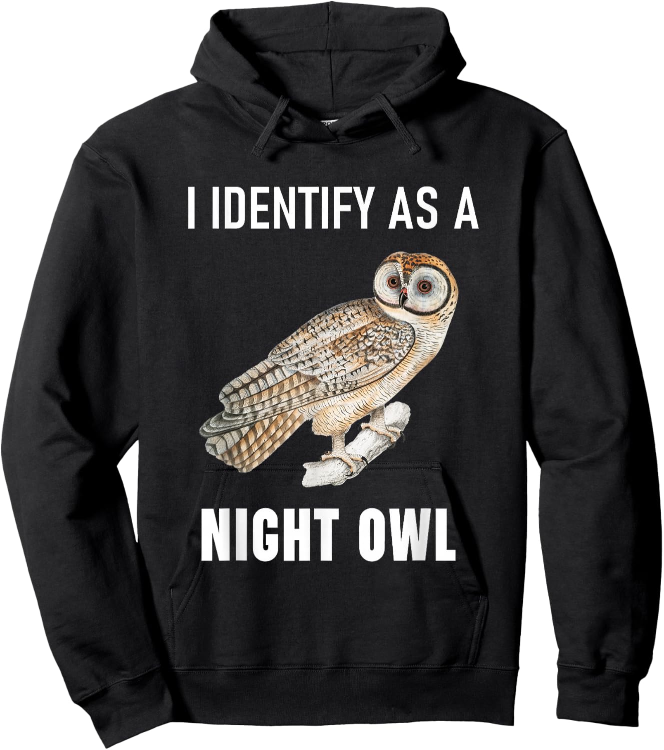 Funny Anti Morning Person I Identify As A Night Owl Hoodie - Hoodie | Black