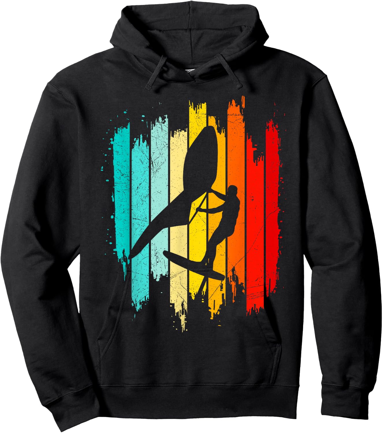 Wing Foil Wingfoil Wingsurf Retro Wing Foiler Hoodie - Hoodie | Black