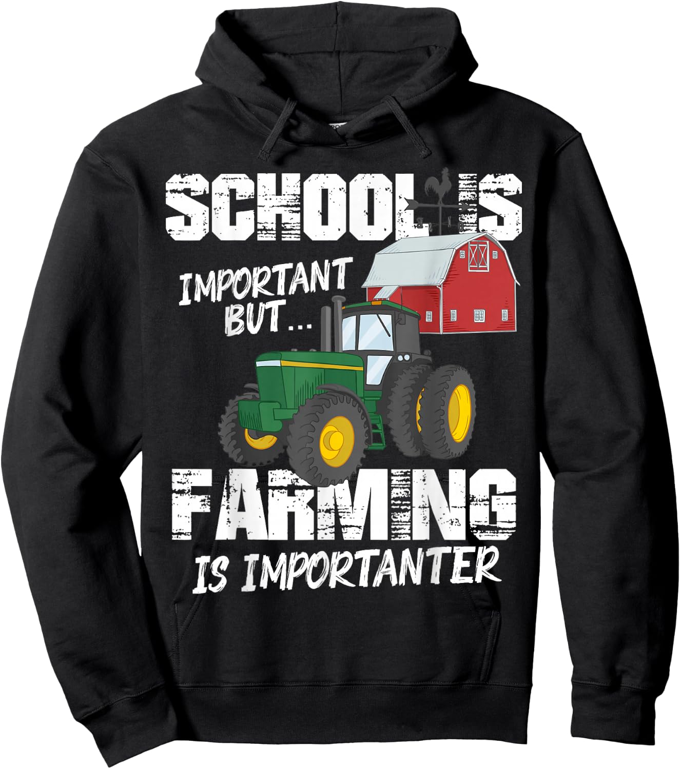 School Is Important But Farming Is Importanter Vintage Farm Hoodie - Hoodie | Black