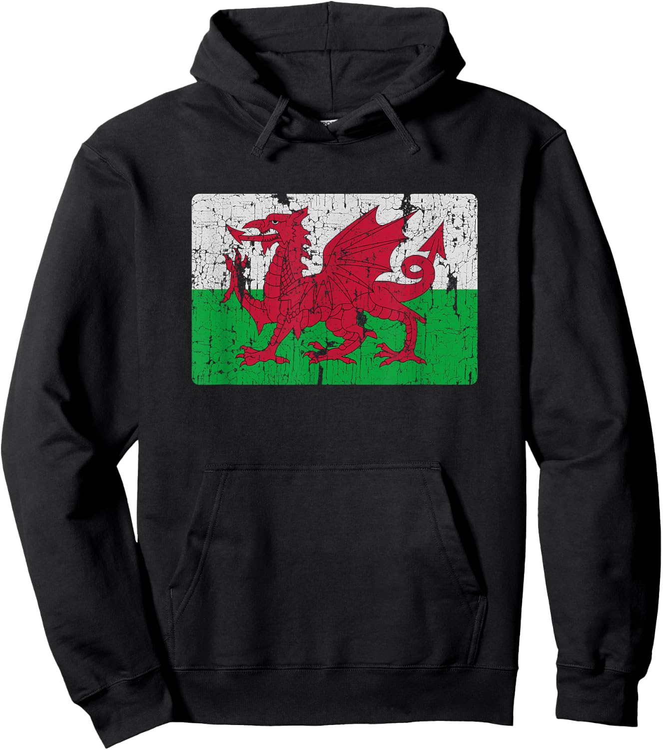 Vintage Welsh Flag Of Wales Souvenir Hoodie - Hoodie | Black