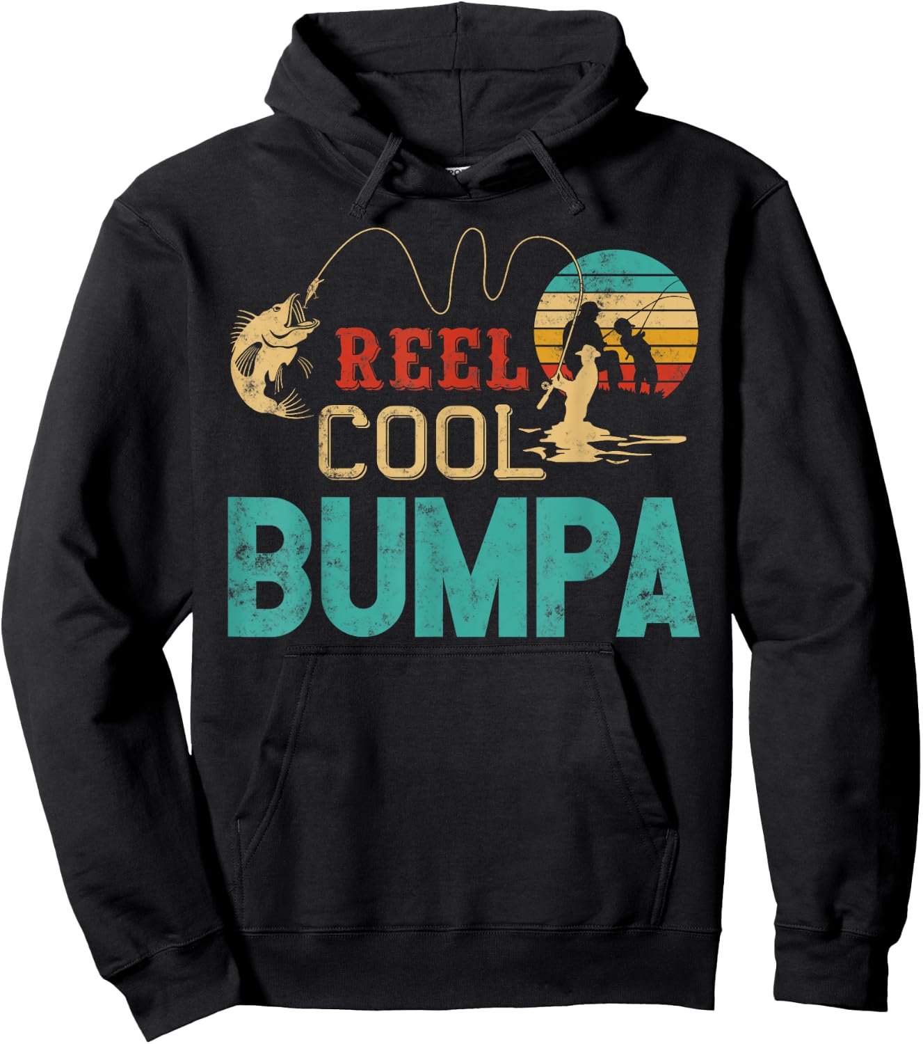 Reel Cool Bumpa vintage funny fishing rod gifts for Bumpa Hoodie - Hoodie | Black