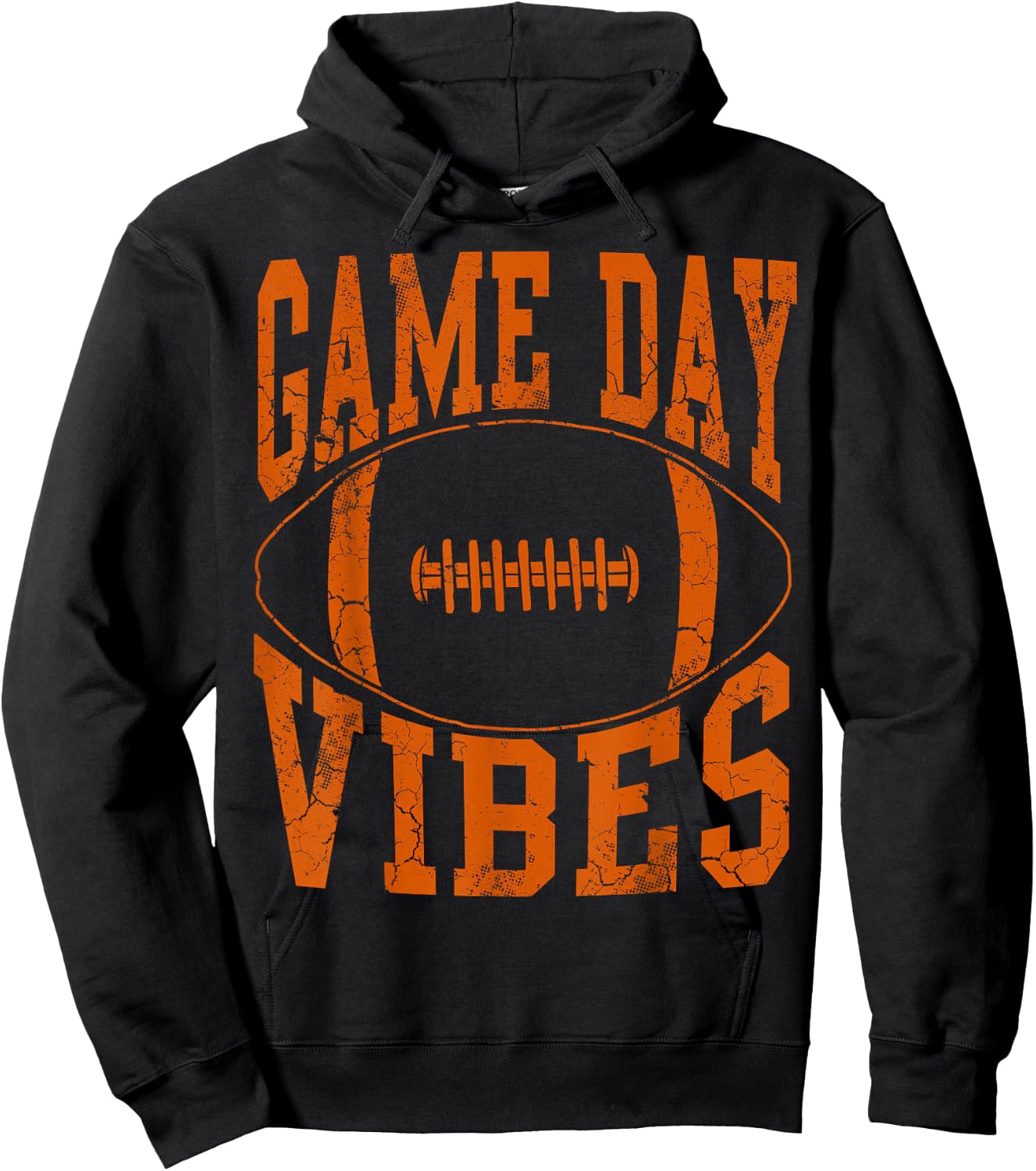 Game Day Vibes Orange Football Vintage Distressed Hoodie - Hoodie | Black