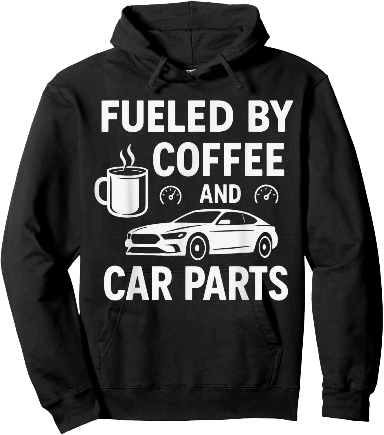 Fueled By Coffee And Car Parts - Car Guy Muscle Car Mechanic Hoodie - Hoodie | Black